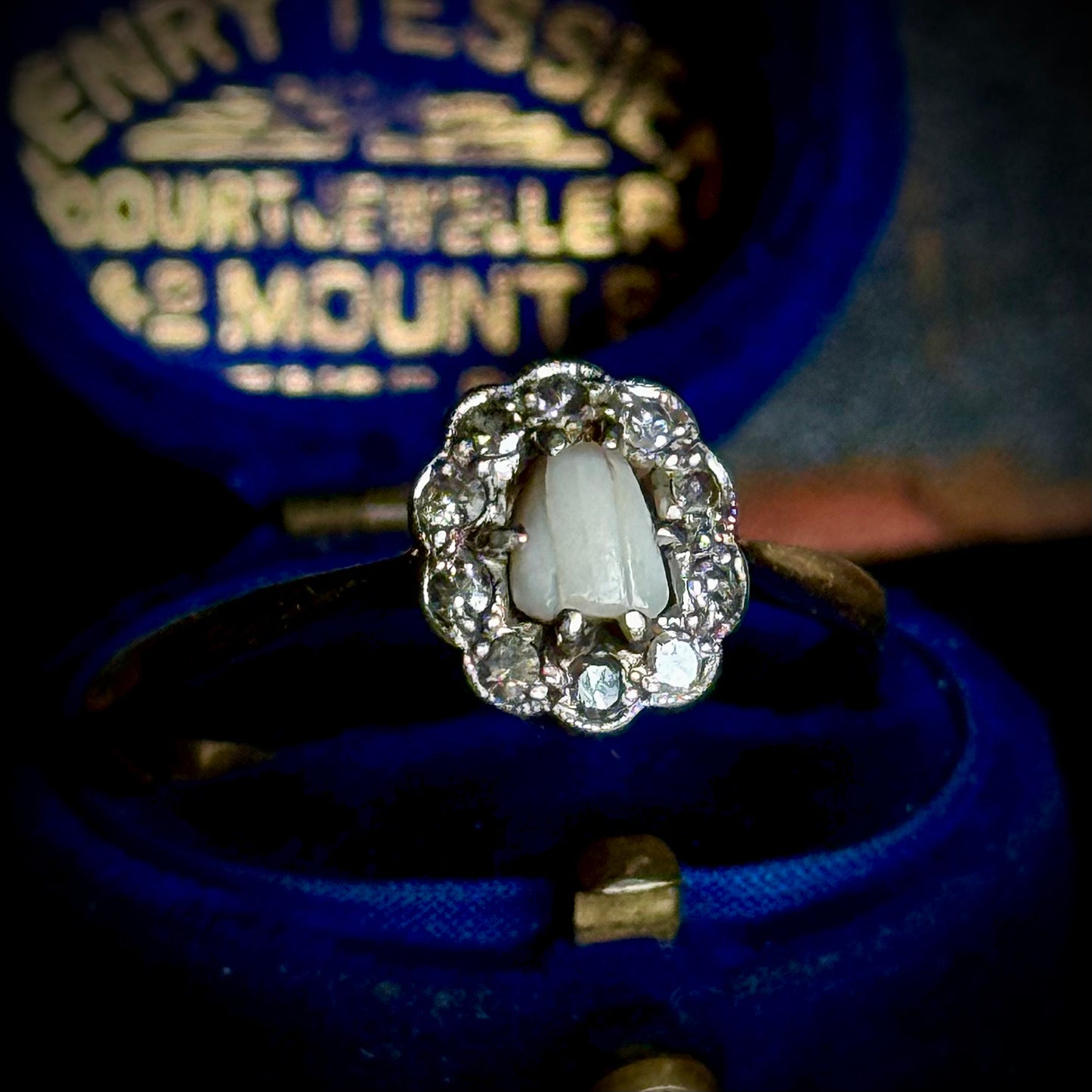 RARE Victorian Milk Tooth & Diamond Ring in 18 Carat Gold; Circa 1870