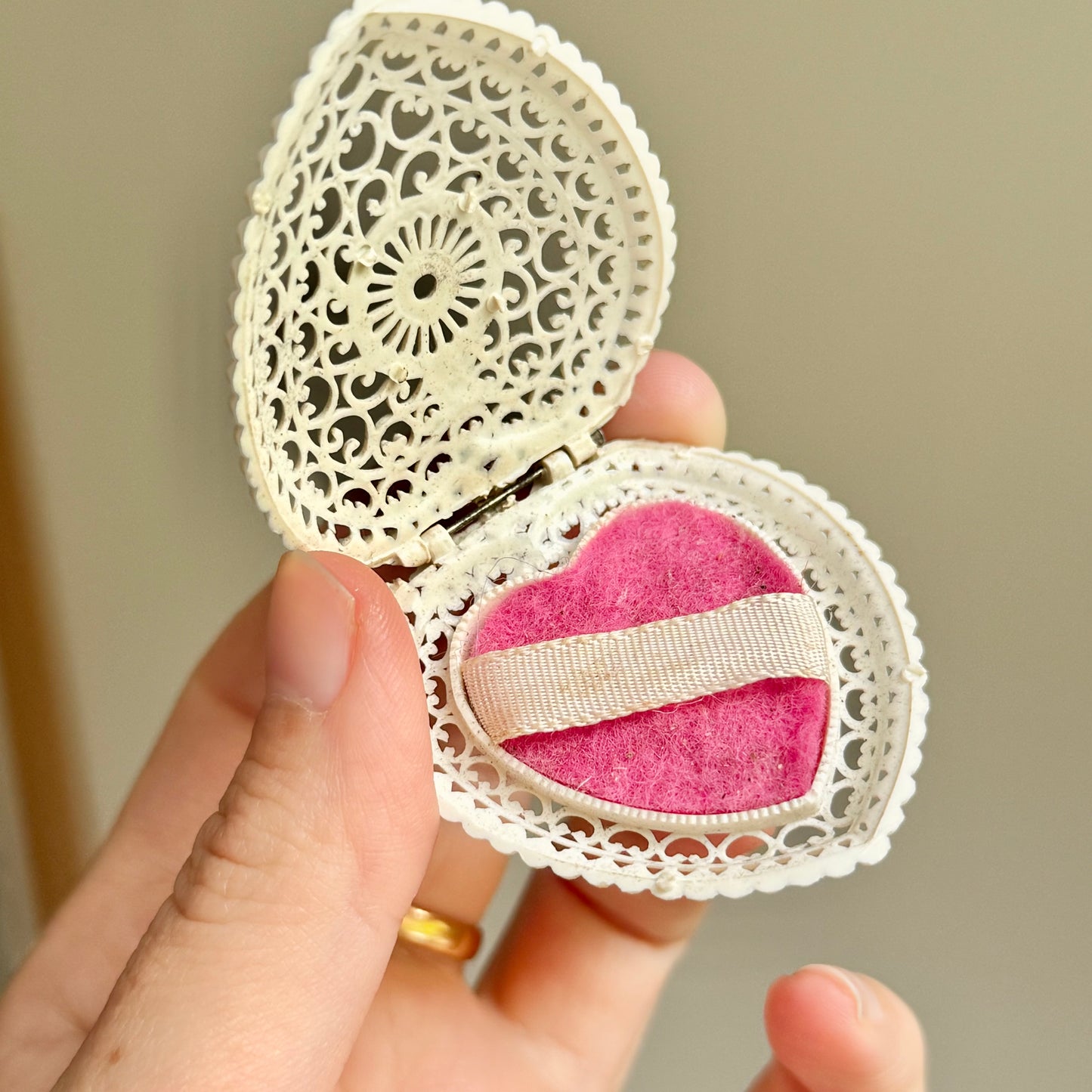 Vintage Early Plastic Filigree Ring Box