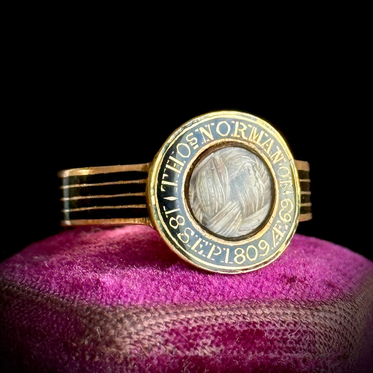 Antique Georgian Mourning Ring in 18 Carat Gold; circa 1809