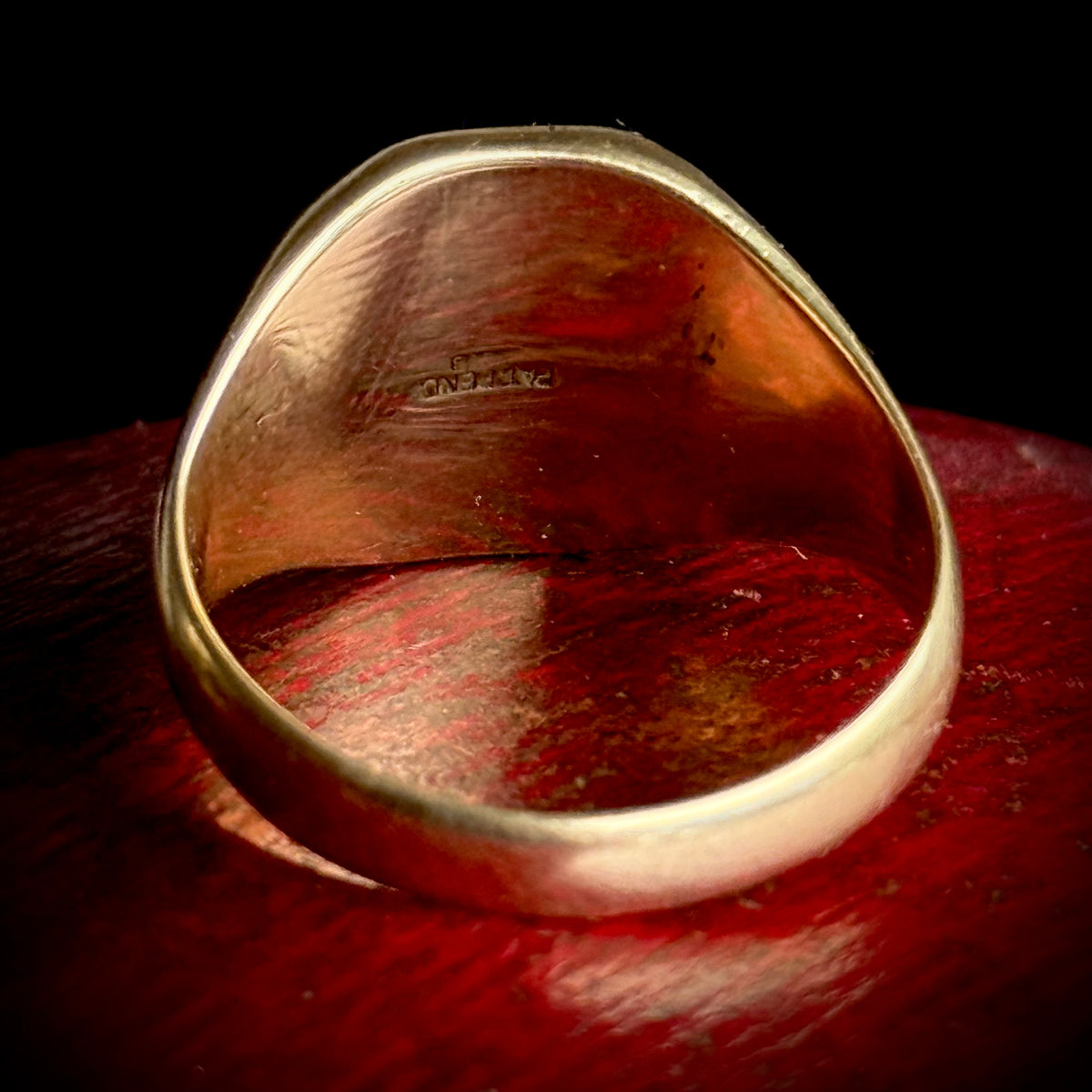 Vintage Hidden Compartment Signet Ring 9 Carat gold; Circa 1941