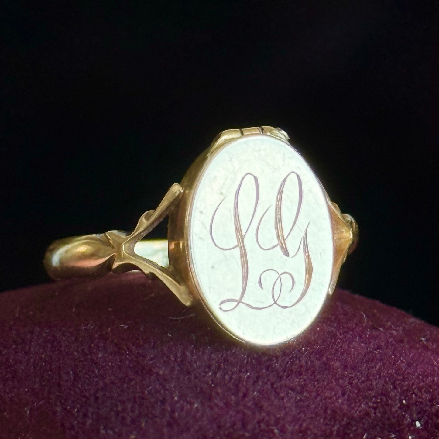 Antique Monogram Locket Ring; Circa 1890
