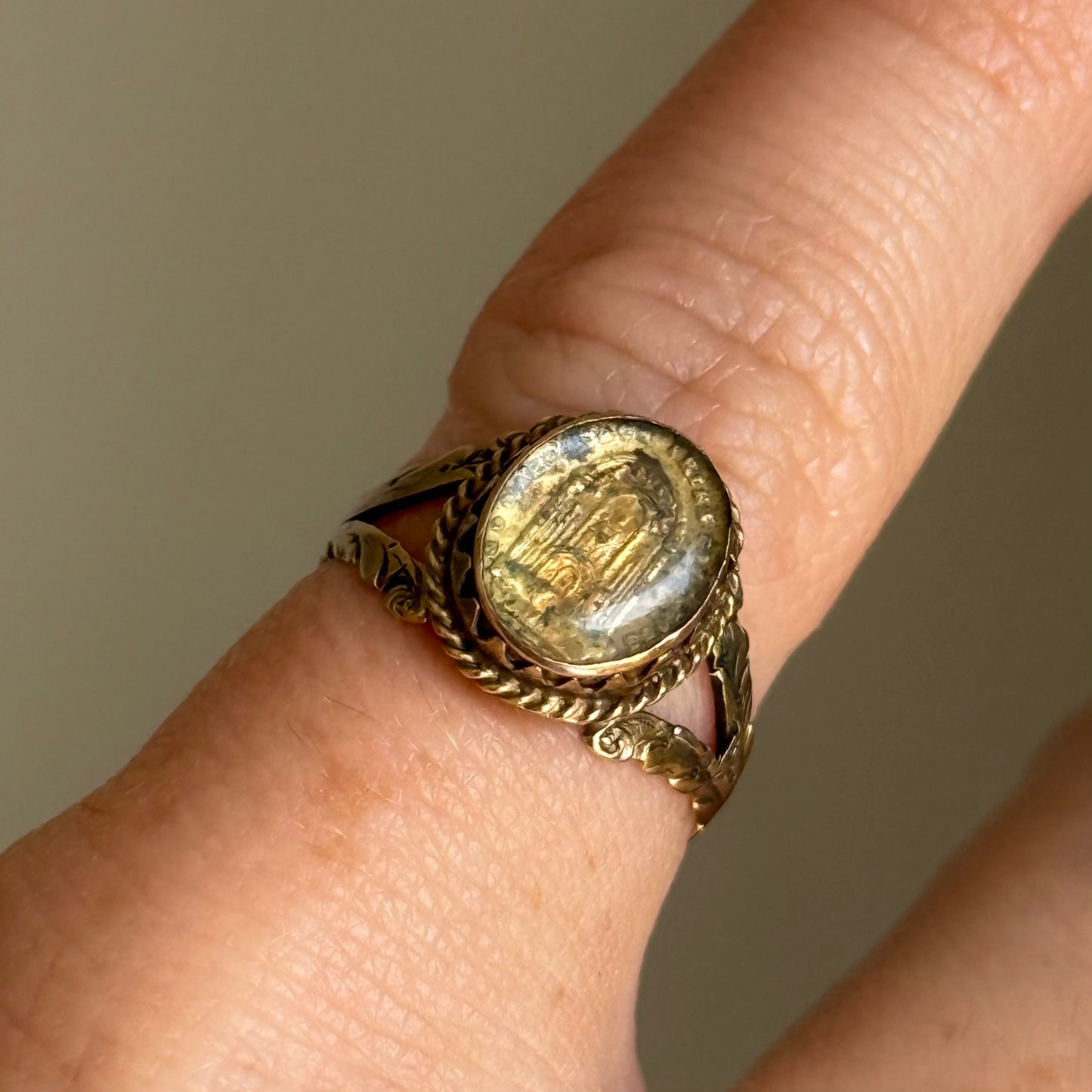 Victorian French Catholic Saints Medal Ring; Circa 1850
