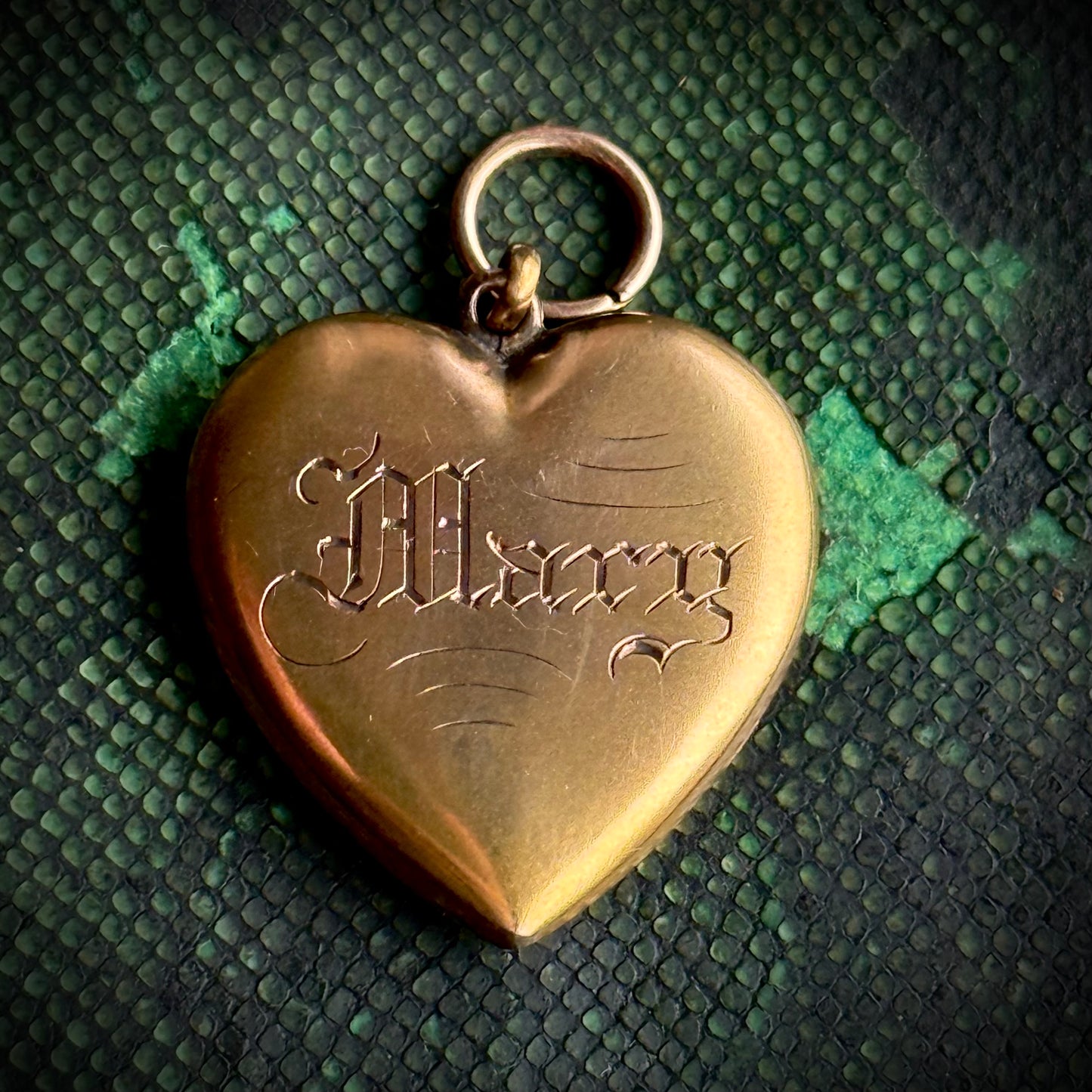 Antique 'Mary' 10 Carat Gold Heart Pendant; Circa 1880
