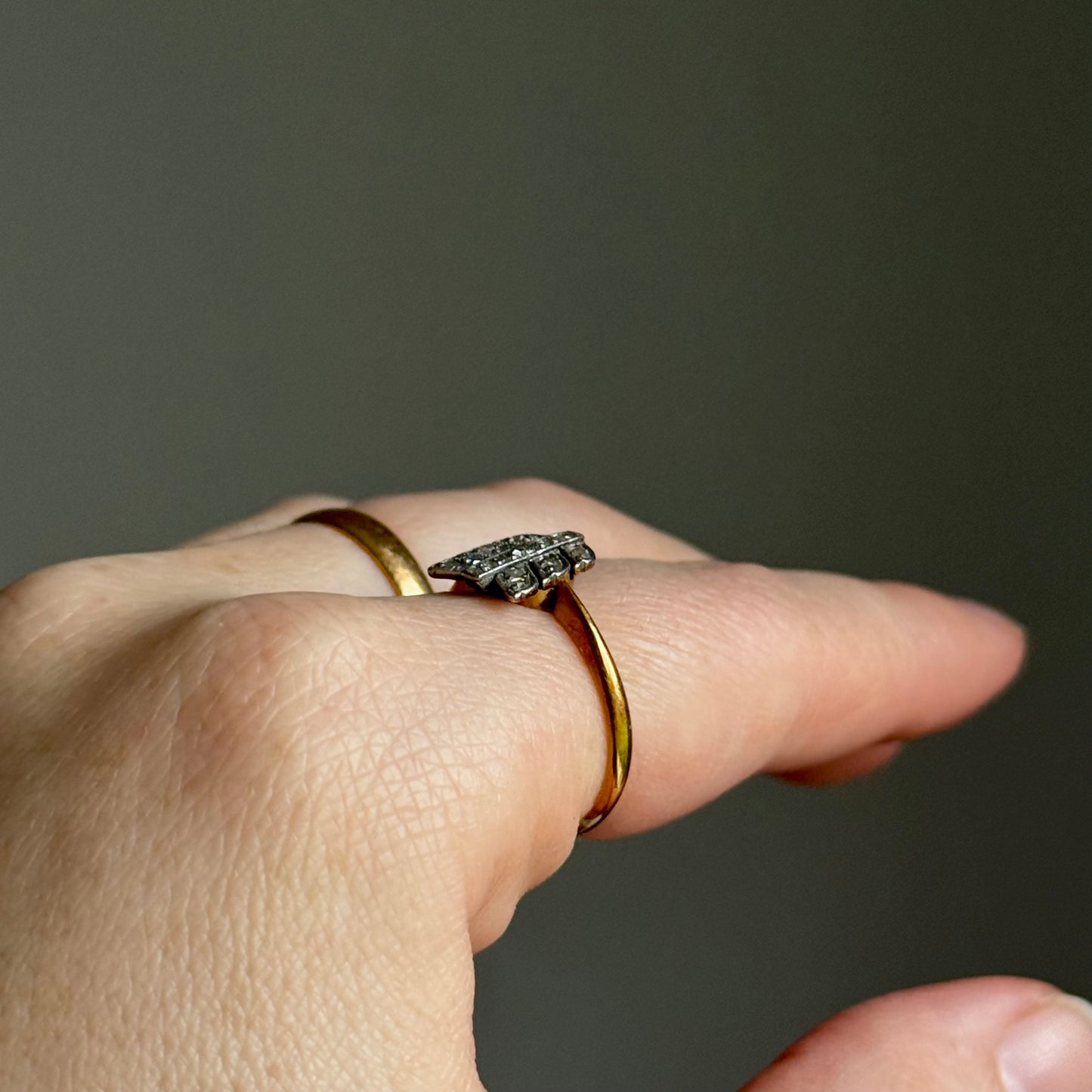 Antique Victorian Diamond Arrow Ring in 18 Carat Gold; Circa 1890