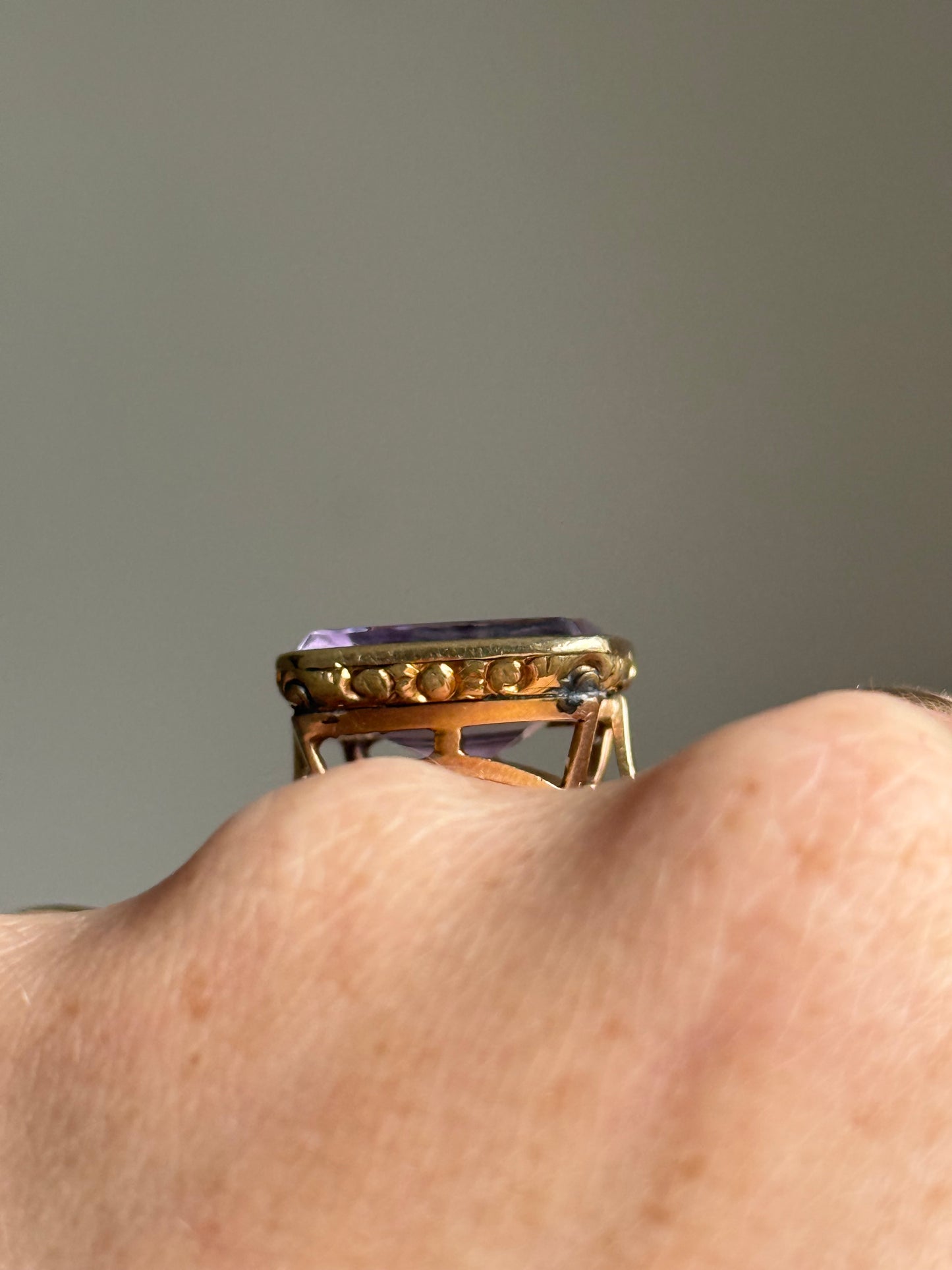 Georgian Amethyst Intaglio ‘Steadily and Proudly’ Conversion Ring,  Circa 18th Century