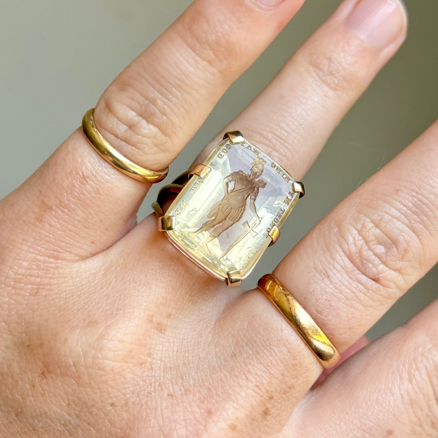Substantial Citrine Intaglio Ring in 9 Carat Gold