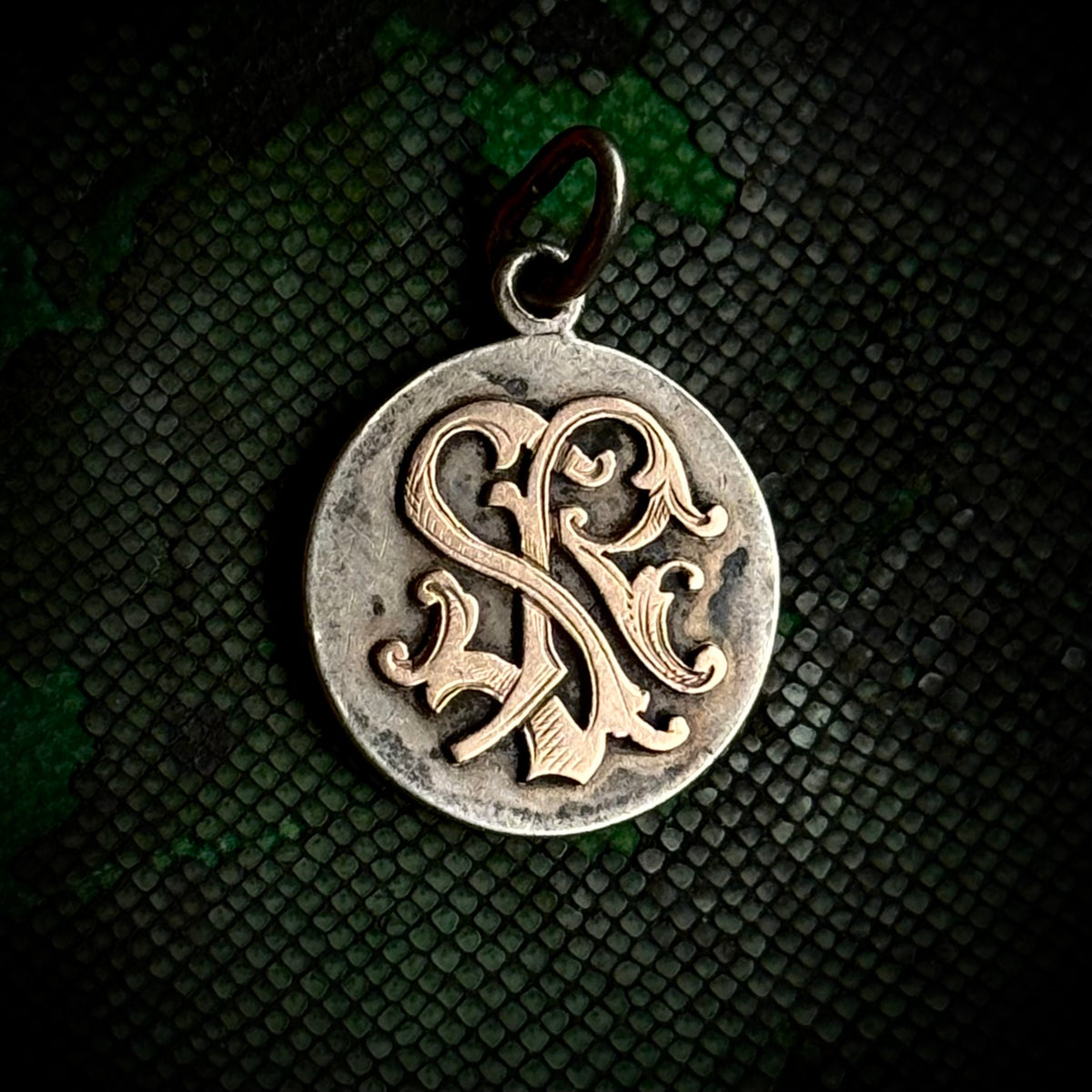 Antique Love Token 'SR' Coin with Gold; Circa 1900