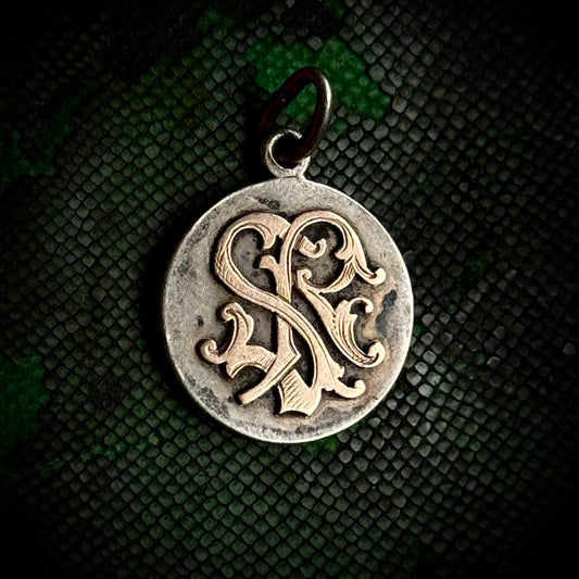 Antique Love Token 'SR' Coin with Gold; Circa 1900