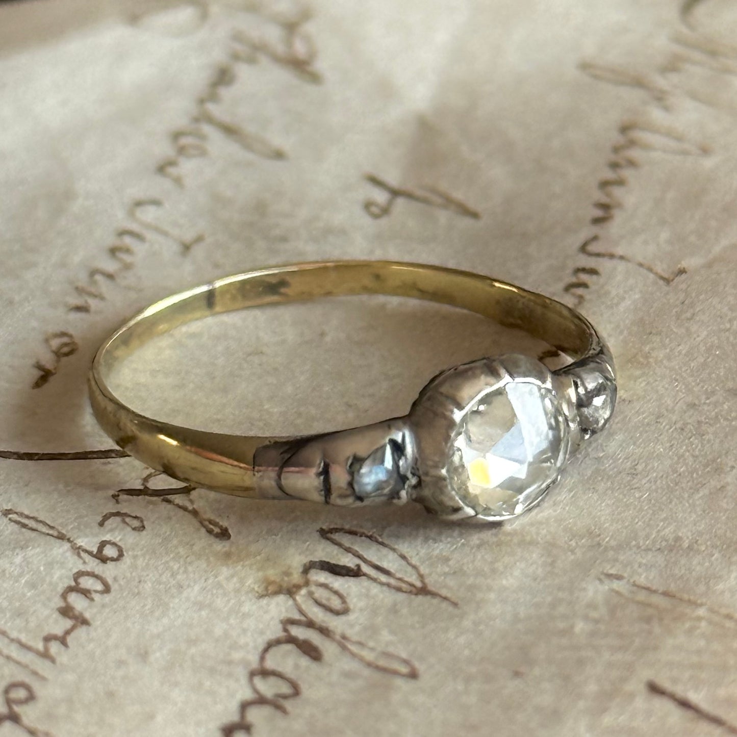 Georgian Rose Cut Diamond Ring; Circa 1800