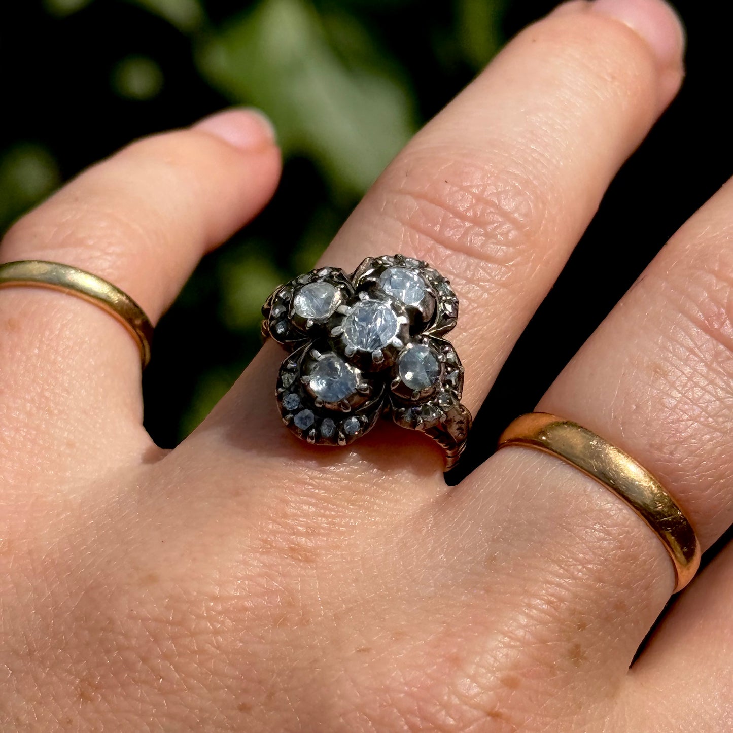 Antique Quatrefoil Rose Cut Diamond Ring; Circa 1900