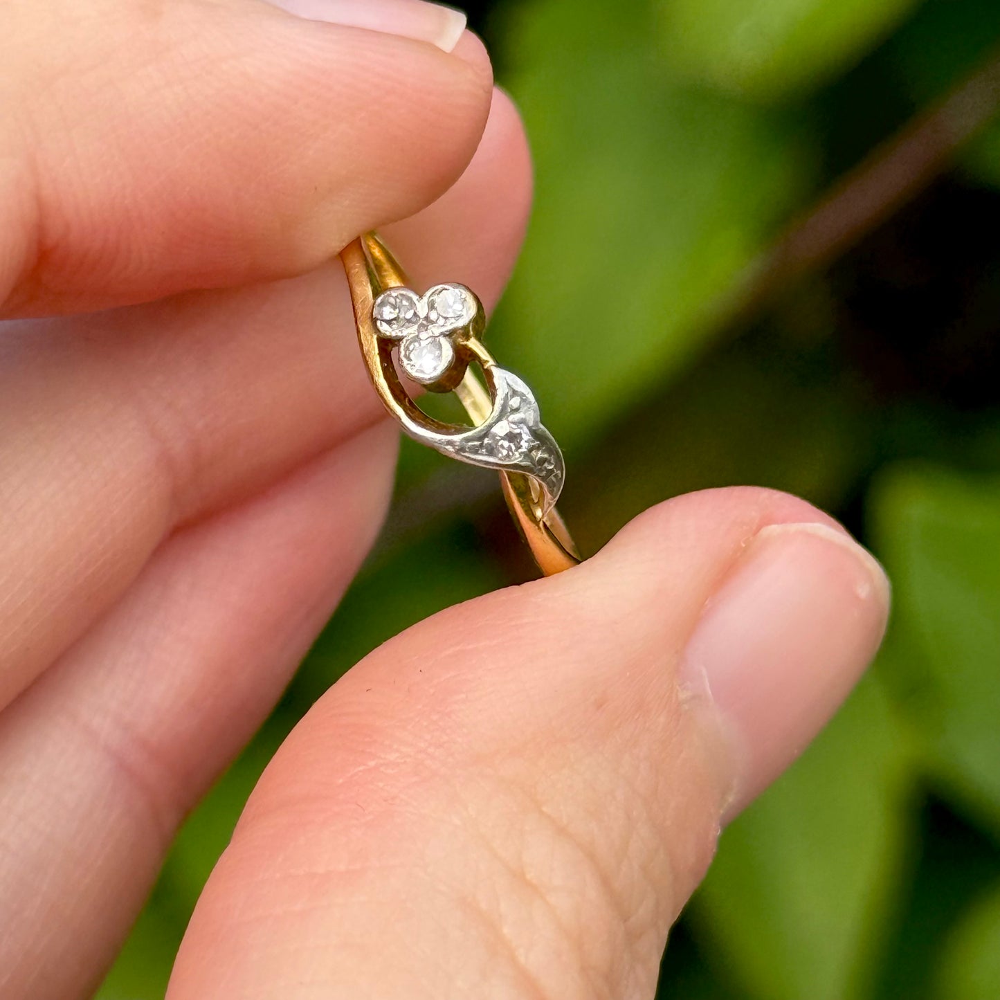 Antique 18 Carat Gold & Platinum Diamond Ring; Circa 1900