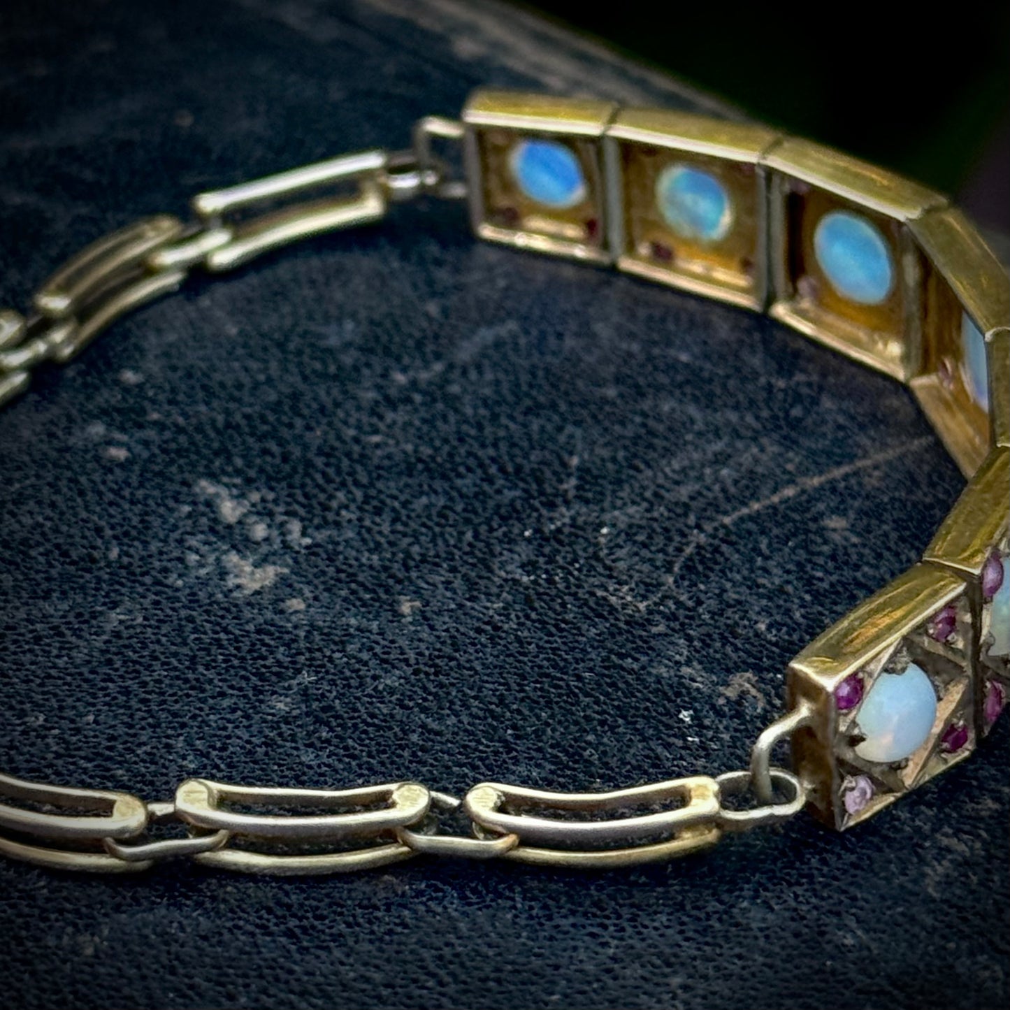 Vintage Opal & Ruby Bracelet in 5 Carat Gold