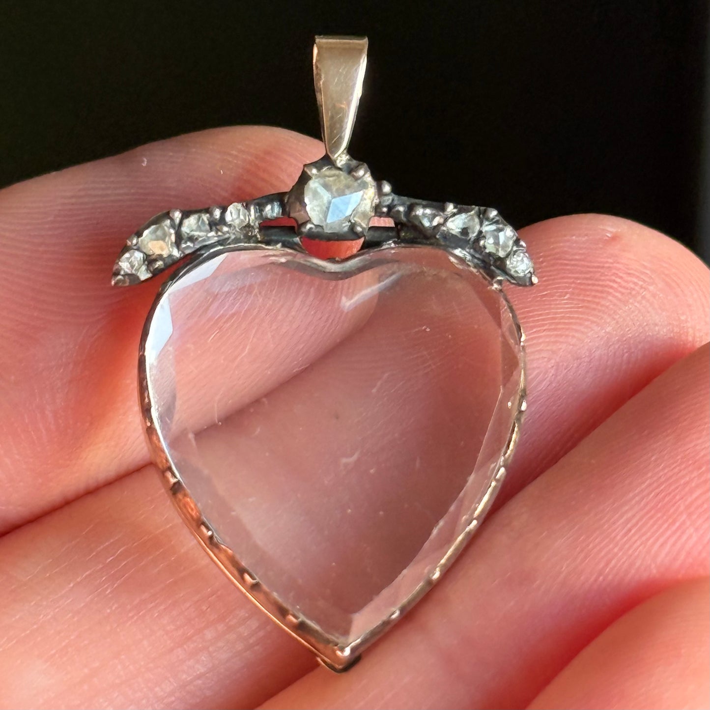 Georgian Diamond Heart Rock Crystal Locket; Circa 1800