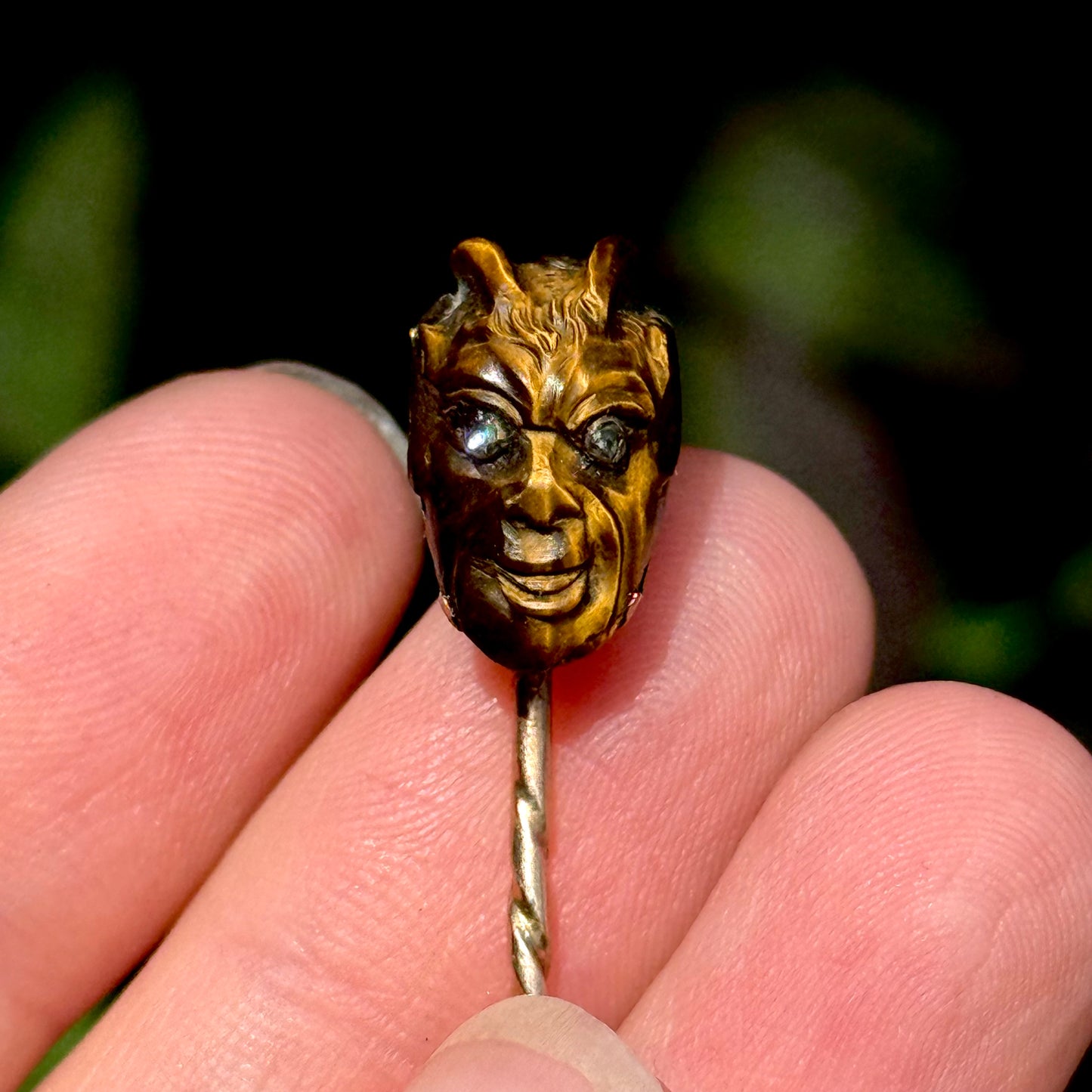 Antique Diamond Devil's Head Stick Pin