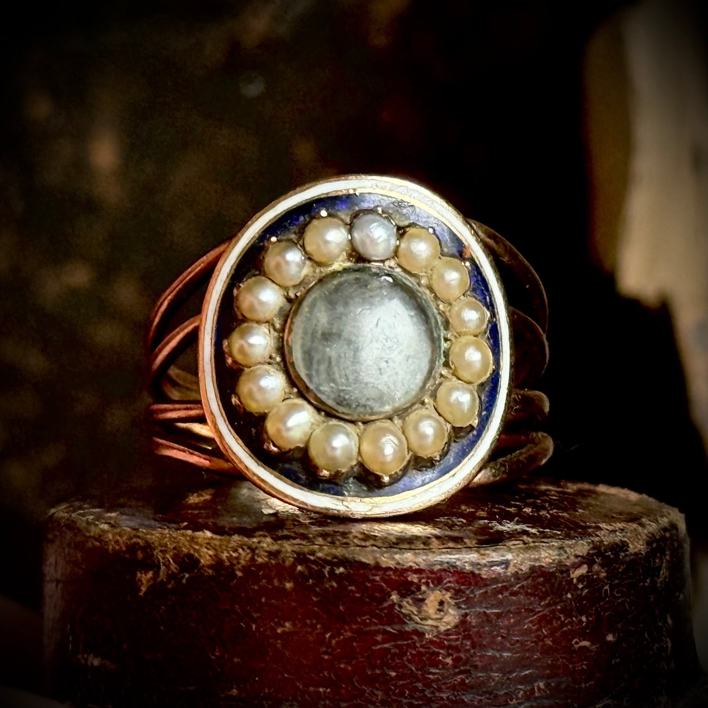 Antique Georgian Enamel Mourning Ring