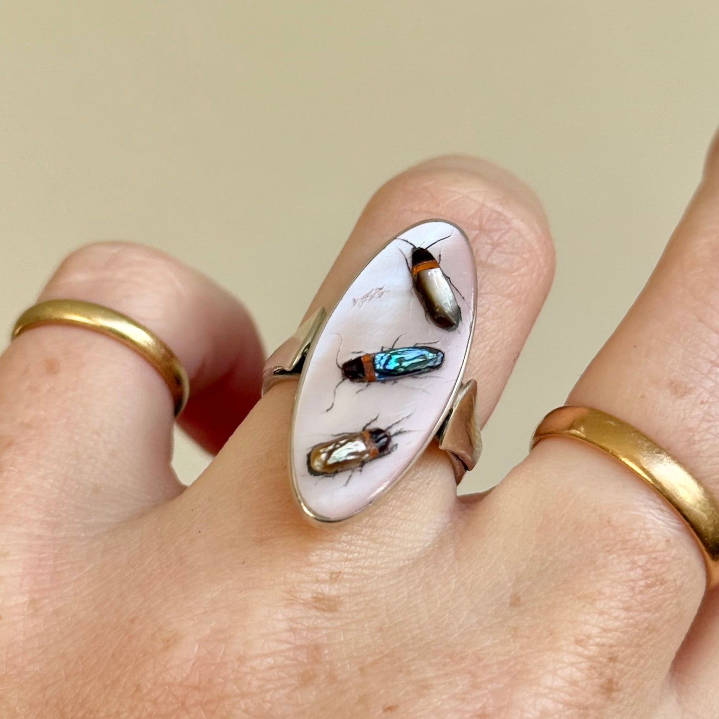 Vintage Shibayama Ring in Sterling Silver