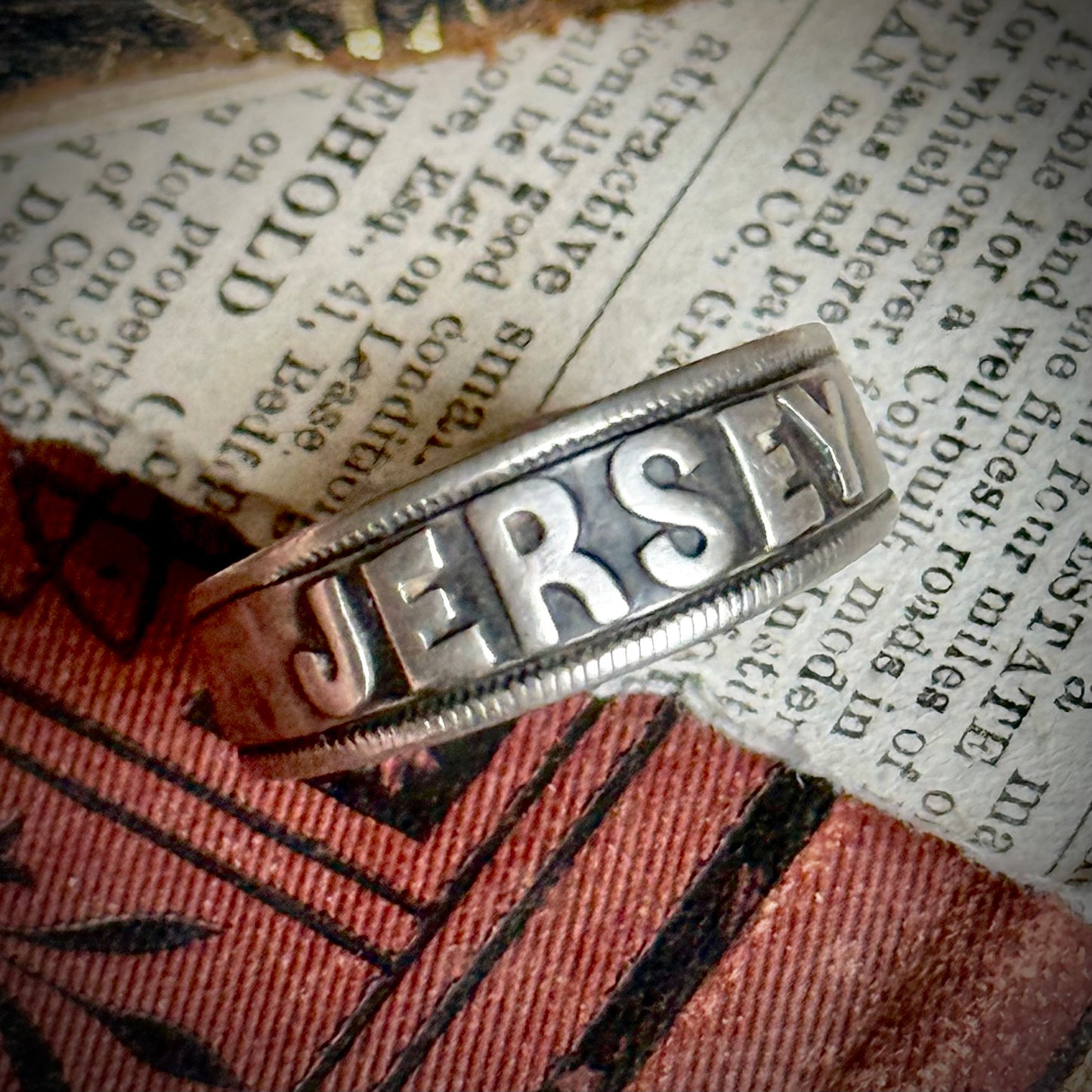 Victorian ‘JERSEY' Ring in Sterling Silver; Circa 1886