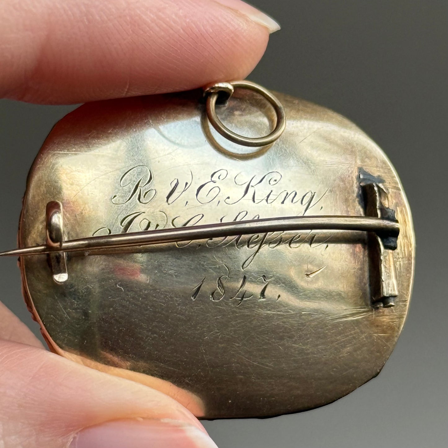 Antique Victorian Mourning Brooch; Circa 1847
