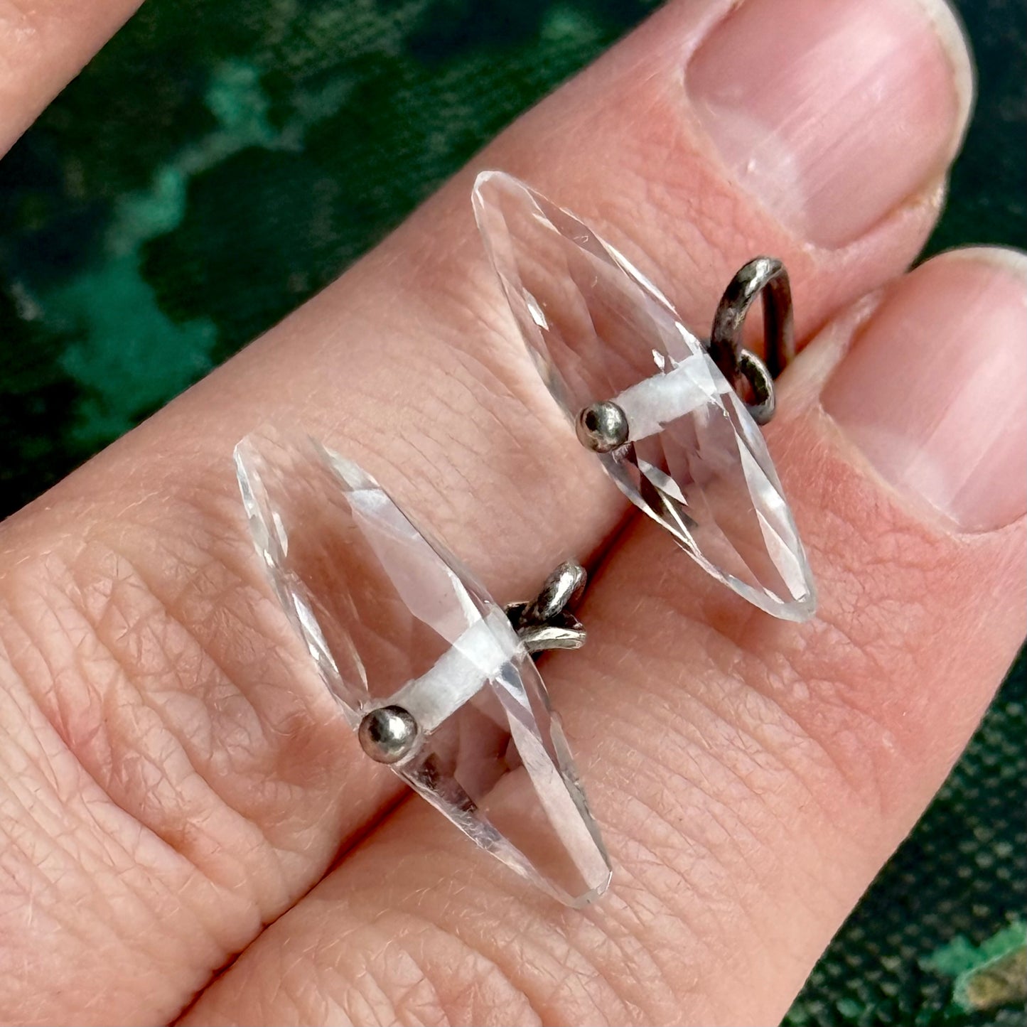 Antique Edwardian Rock Crystal Butterfly Cufflinks