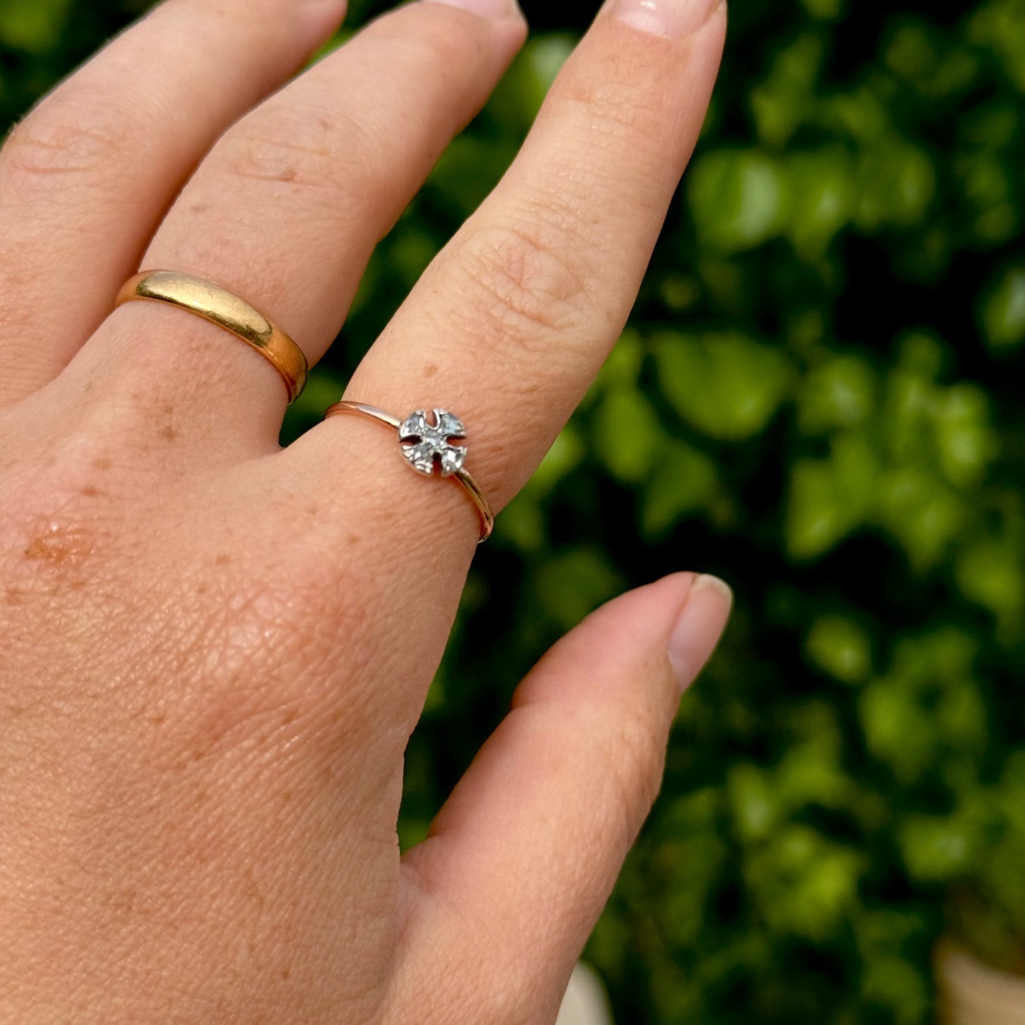 Antique Old Cut Diamond Cross Ring