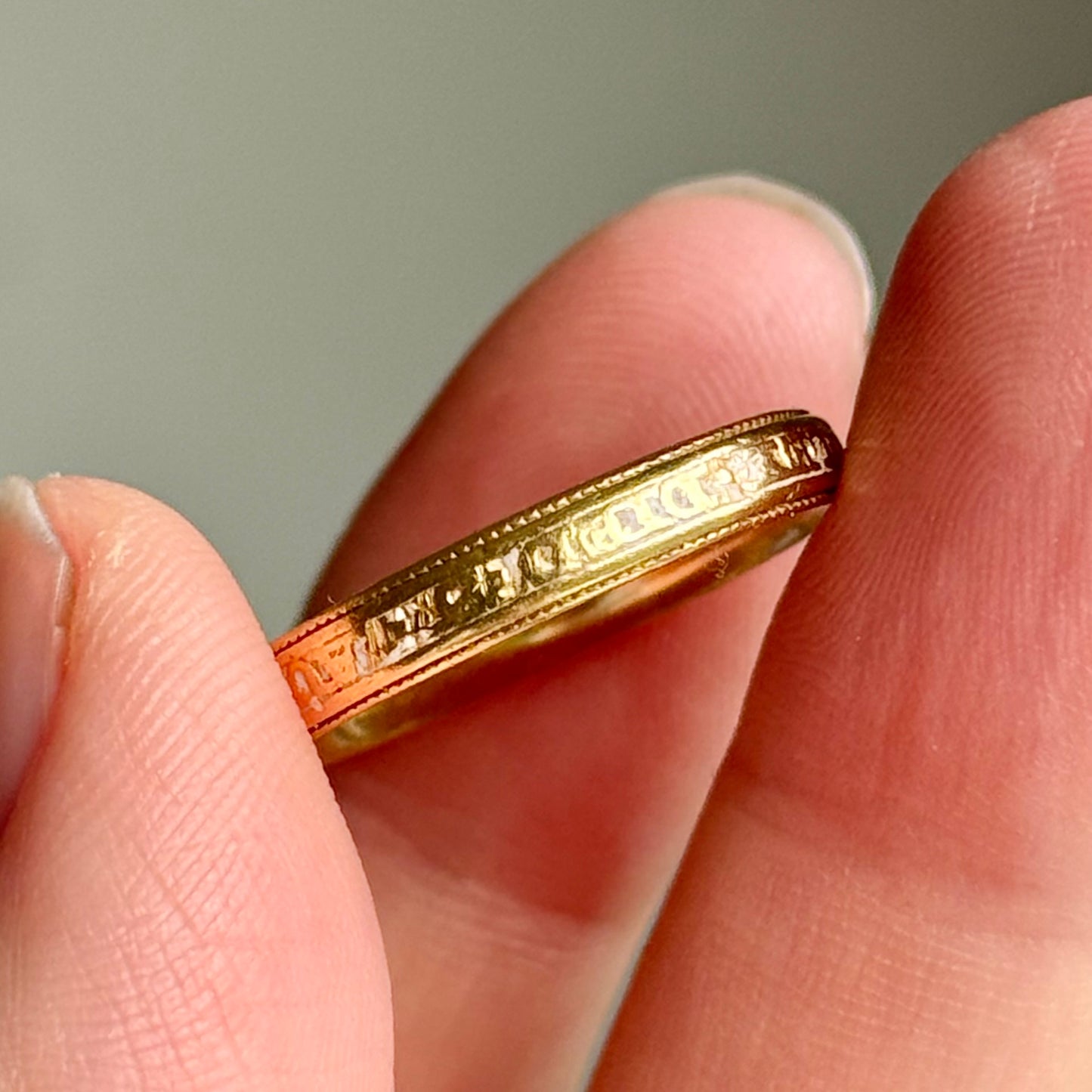 Antique Georgian White Enamel Mourning Ring; Circa 1771