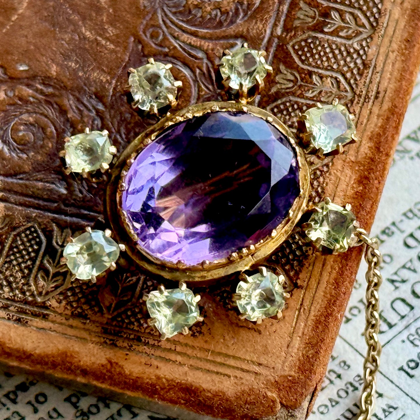 Victorian Ethereal Amethyst & Chrysoberyl Brooch
