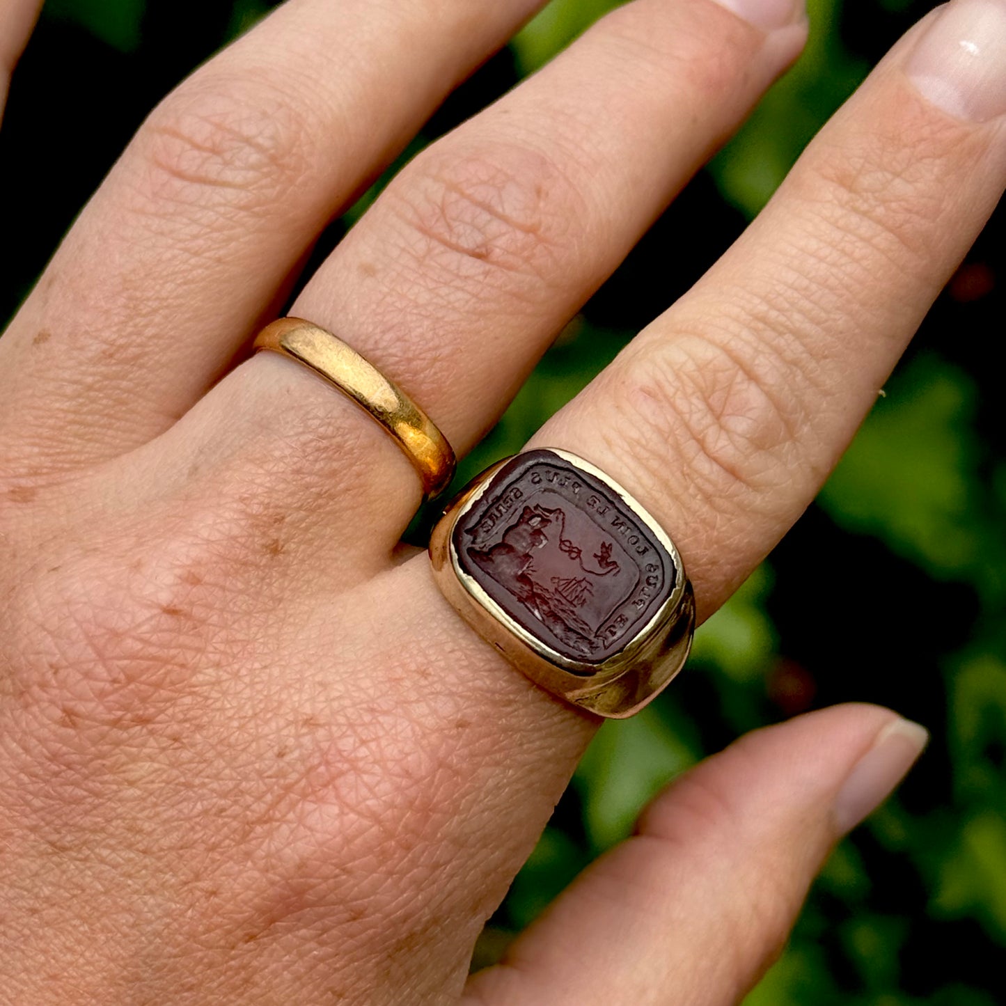 Antique Sentimental Intaglio Signet Ring