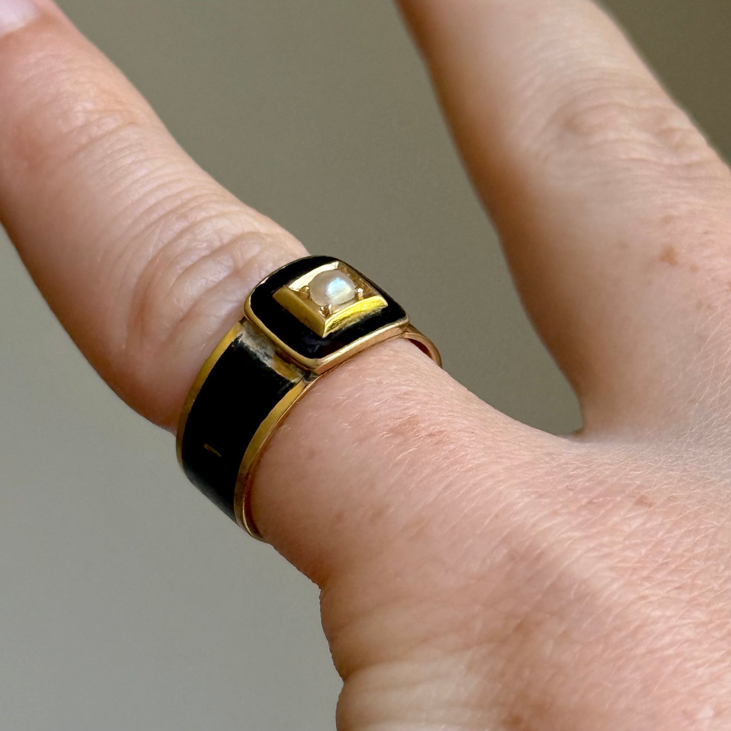 Antique Georgian Pearl Mourning Ring for John Josias Conybeare
