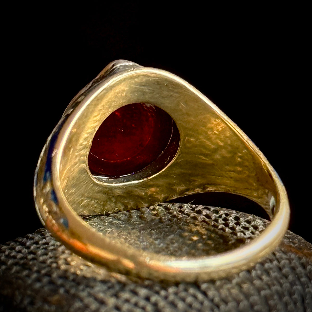 Antique Garnet Ouroboros Signet Ring in 9 Carat Gold; Circa 1870