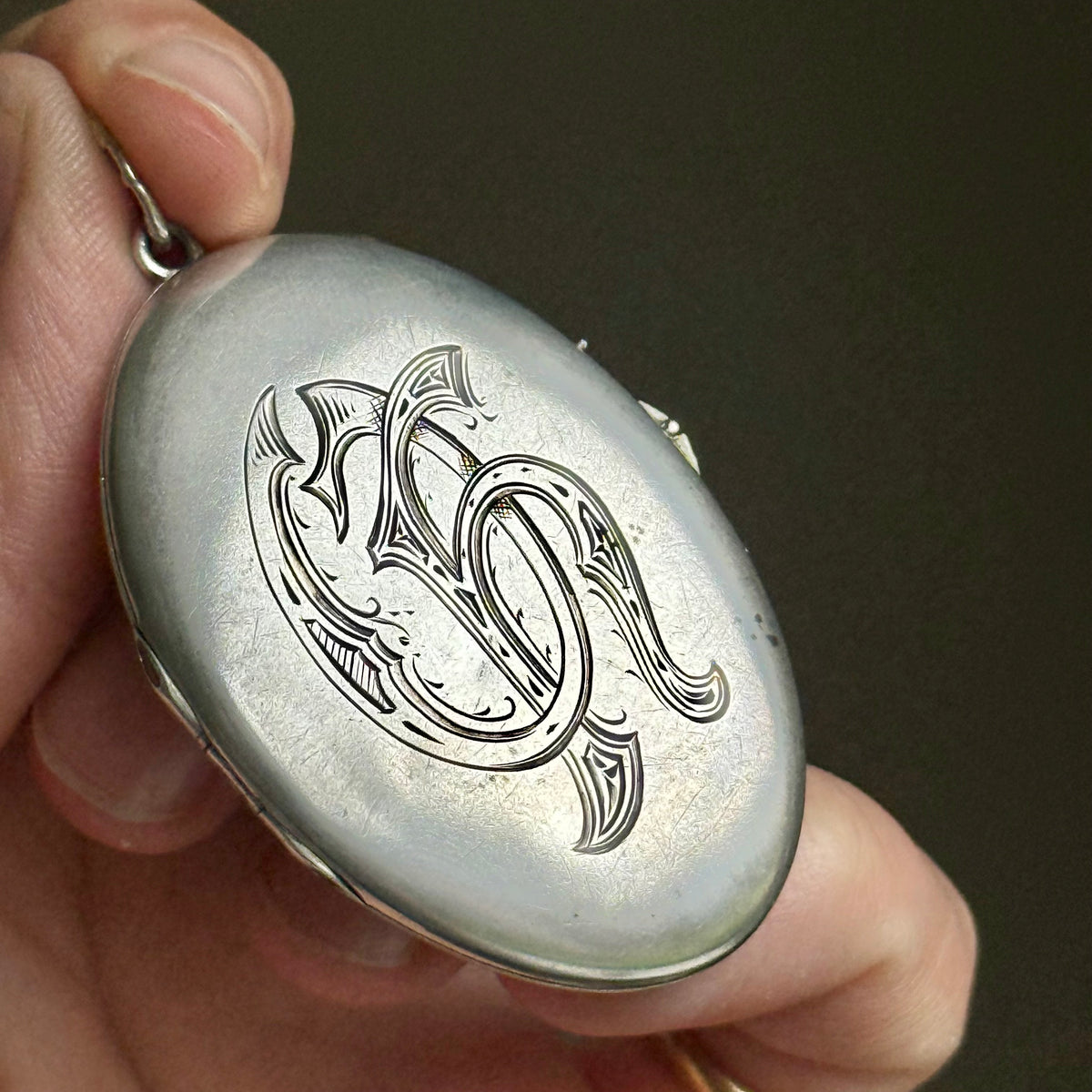 Antique Victorian 'Oh' Locket in Silver; Circa 1880