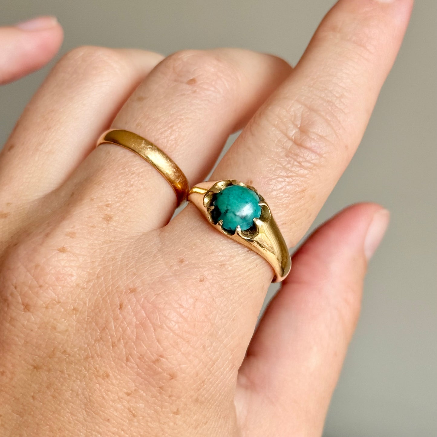 Victorian Turquoise Ring in 18 Carat Gold; Circa 1850