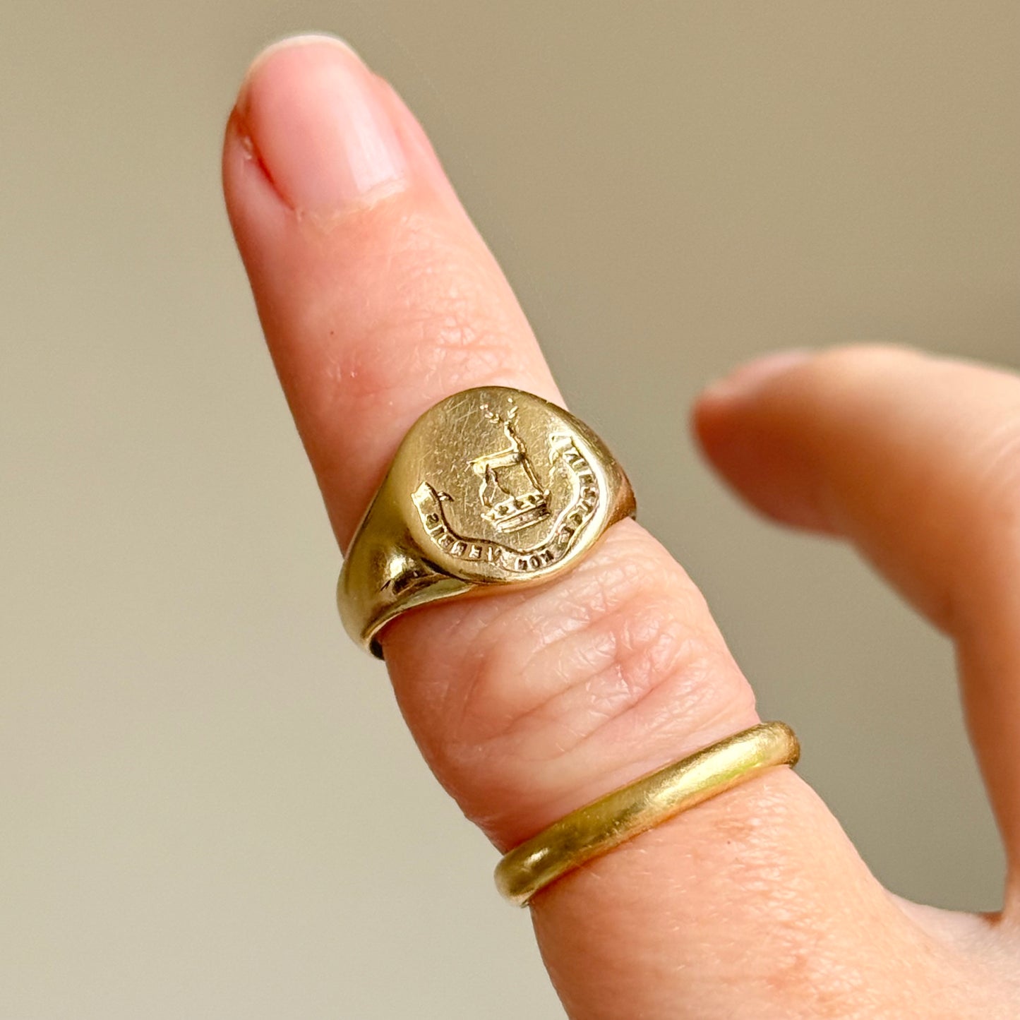 Vintage Signet Ring in 9 Carat Gold; Circa 1975