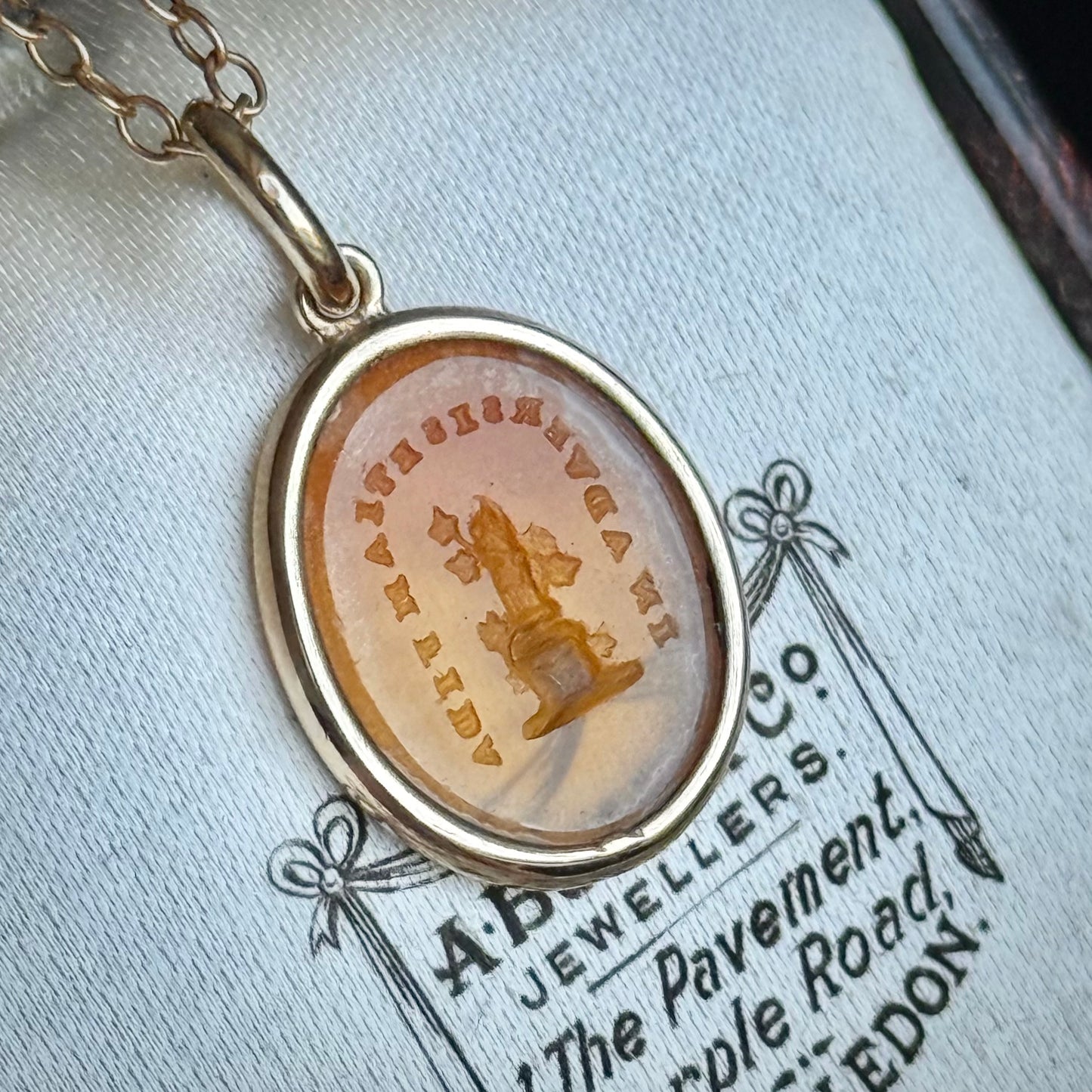 Antique Seal 'In Adversis Etiam Fide' Pendant in 9 Carat Gold