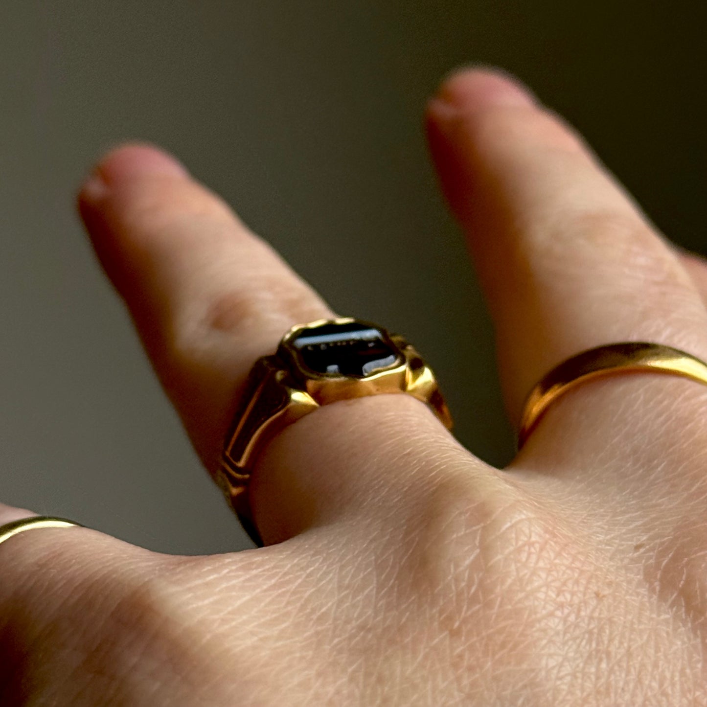 Antique Agate 'Louisa' Intaglio Ring in 18 Carat Gold; Circa 1900