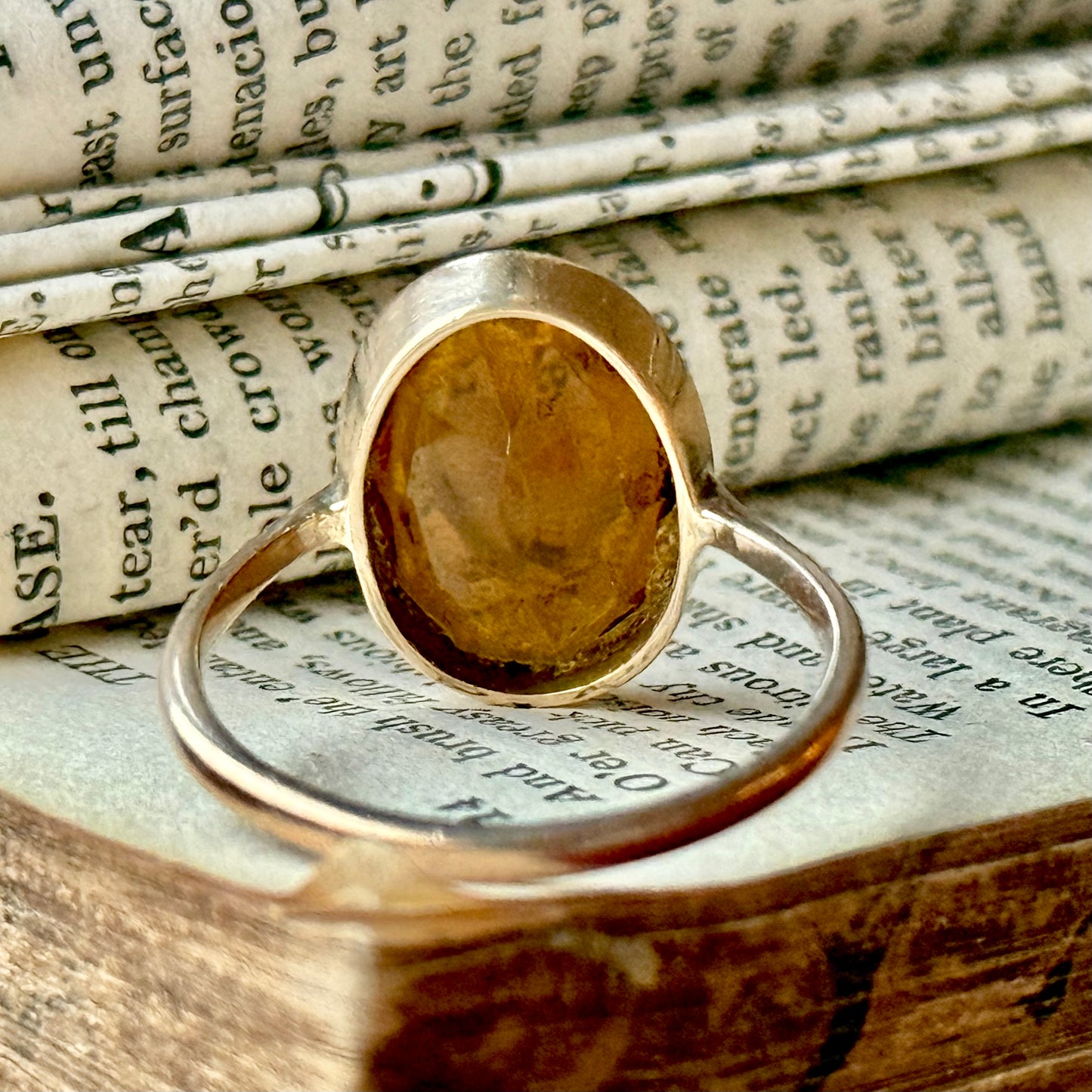 Heart Carved Citrine Ring in 9 Carat Gold