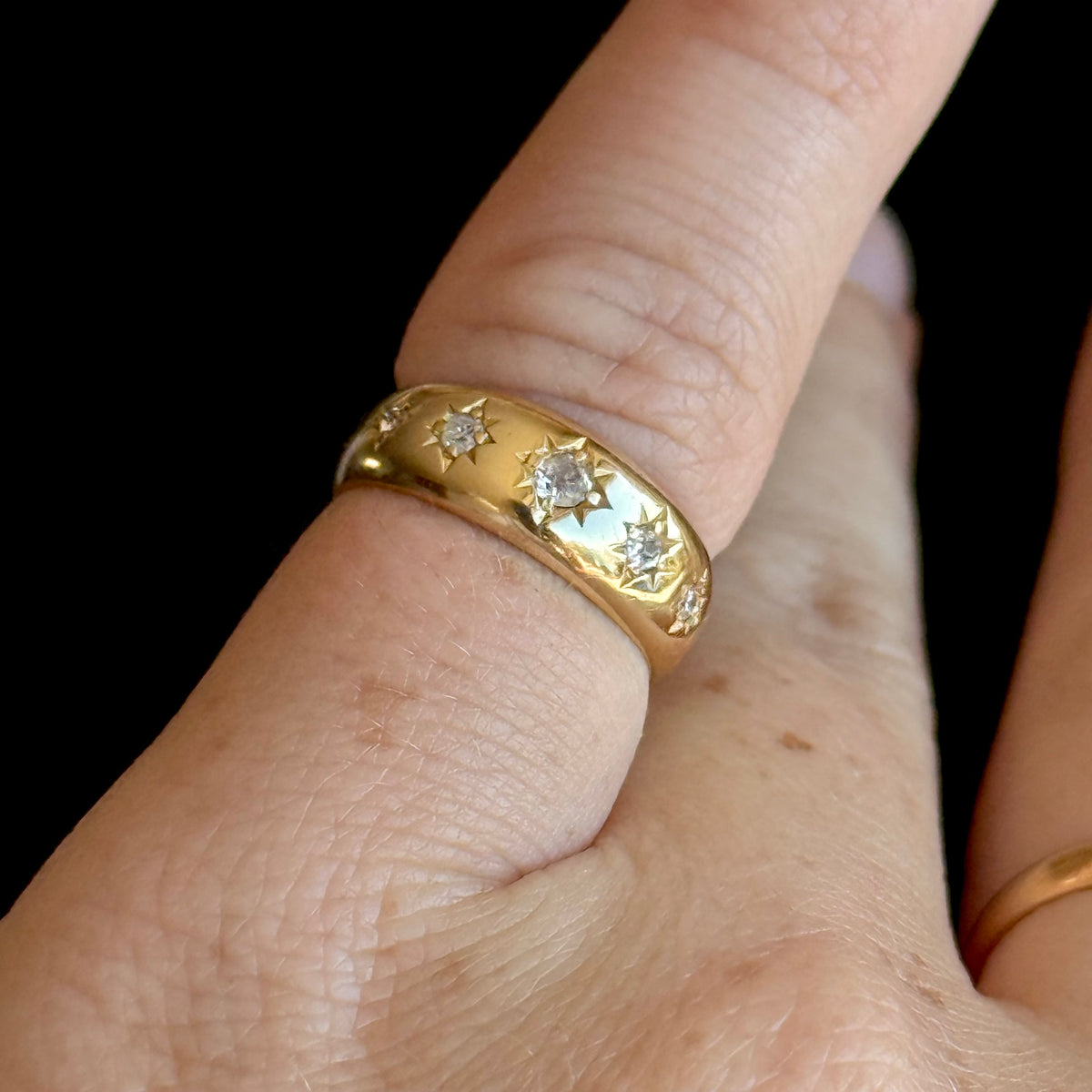 Antique Celestial Diamond Ring in 18 Carat Gold; Circa 1901