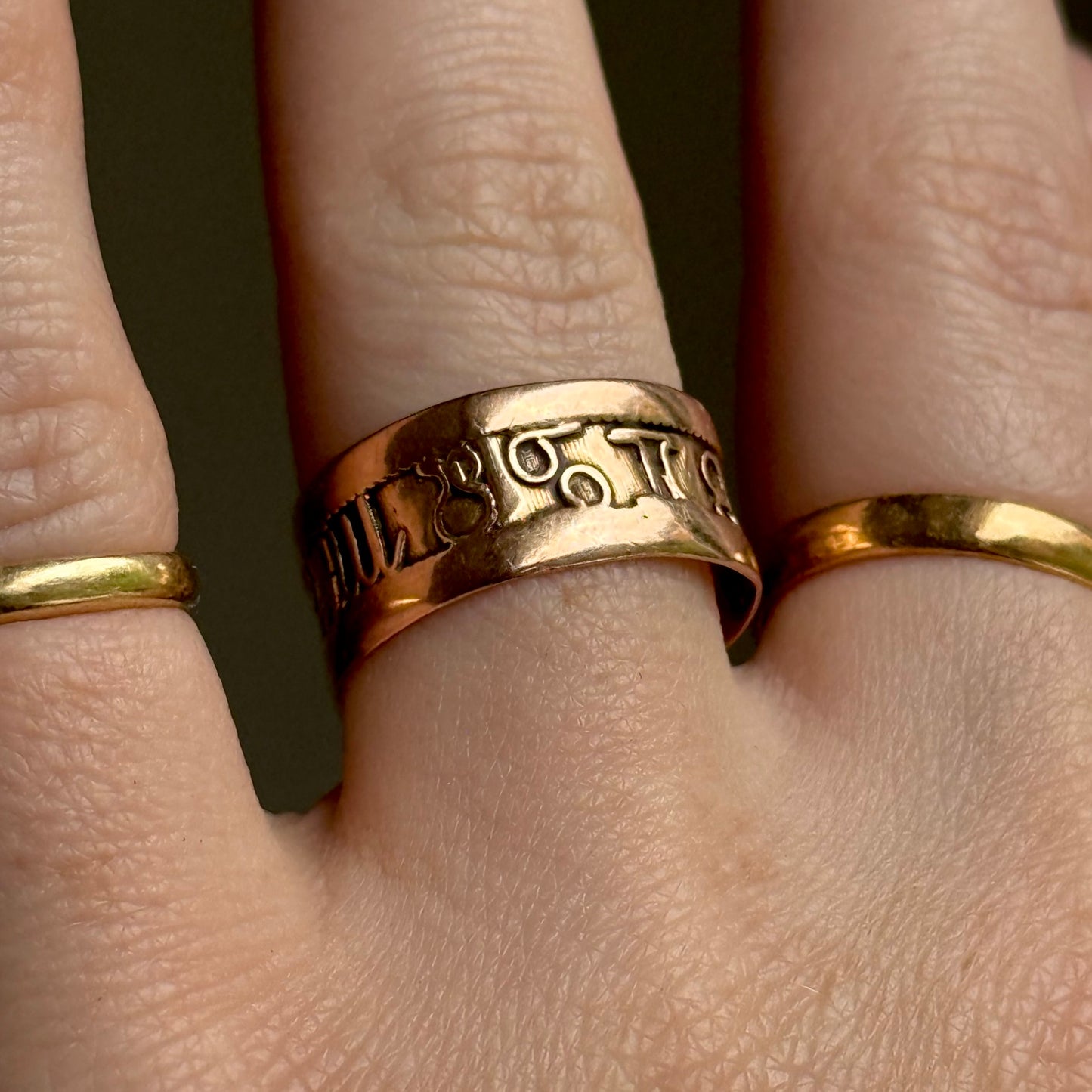 Antique Georgian Zodiac Ring in 9 Carat Gold; Circa 1800