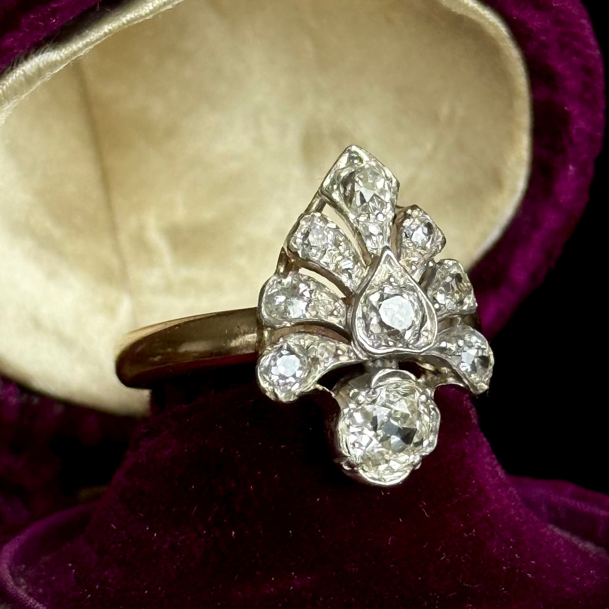 Antique Edwardian Diamond Cluster Ring in 9 Carat Gold; circa 1900