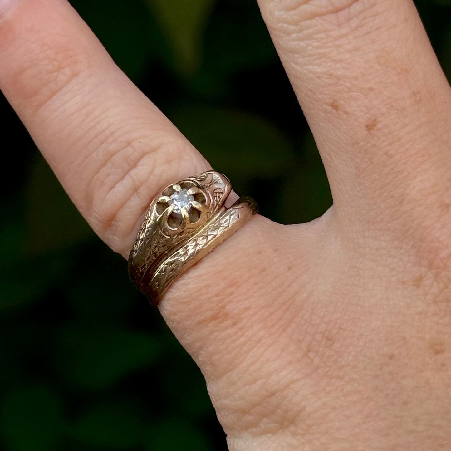 Antique Diamond Set Snake Ring; Circa 1900