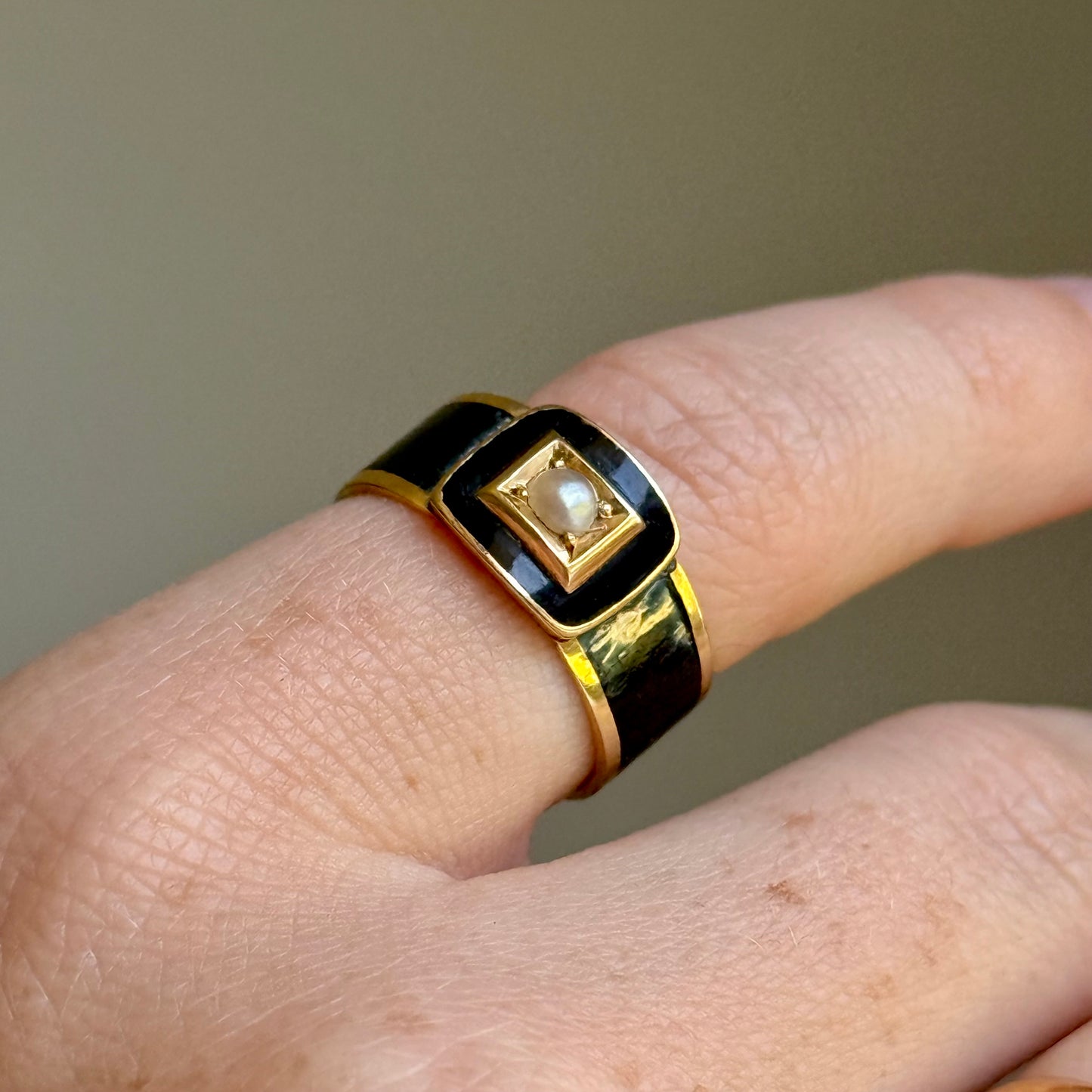 Antique Georgian Pearl Mourning Ring for John Josias Conybeare