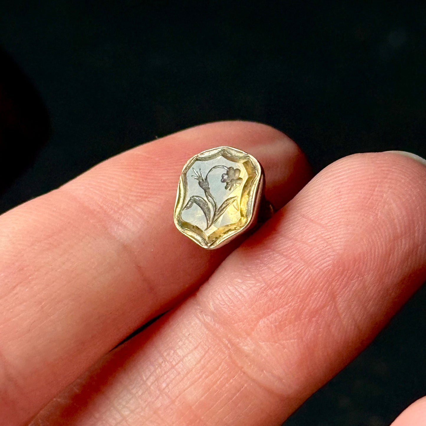 Antique Sentimental Citrine Intaglio Fob; Circa 1860