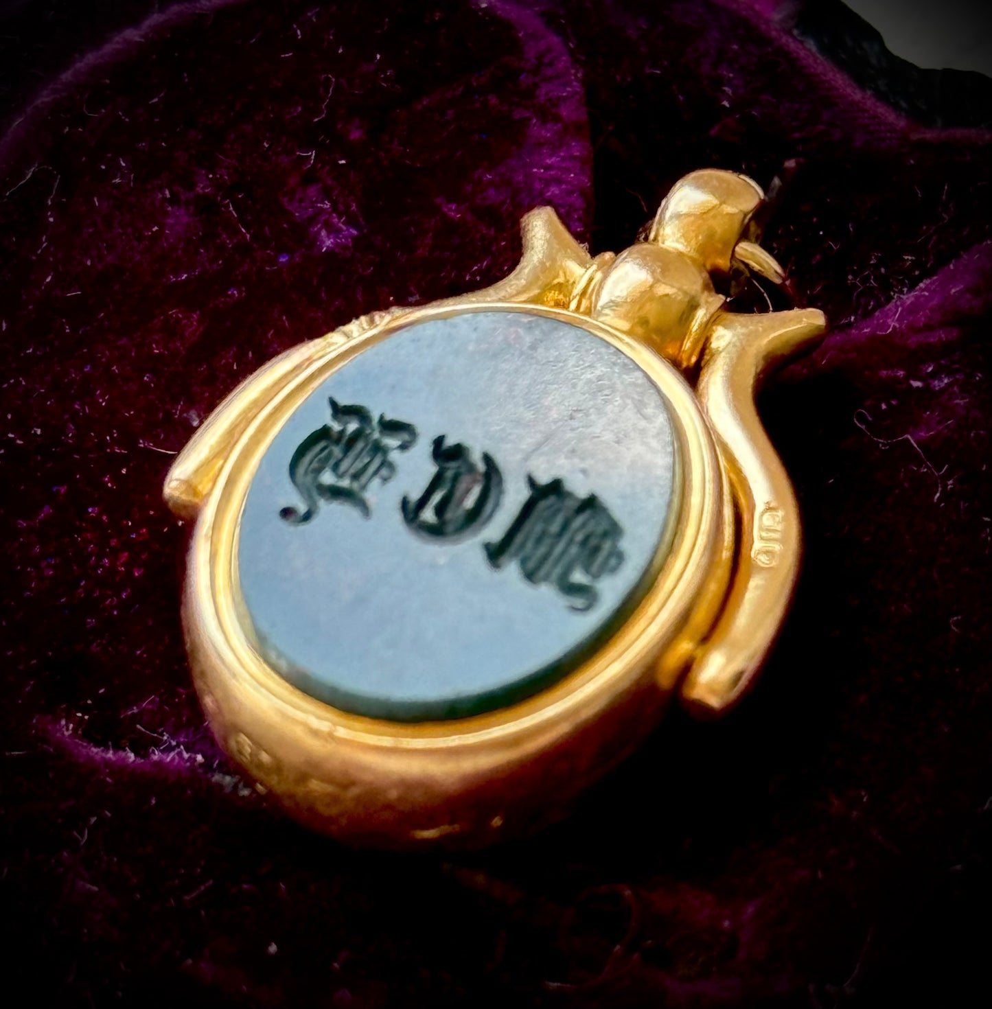 Victorian 'Hopkins' Intaglio Fob in 18 Carat Gold; Circa 1890