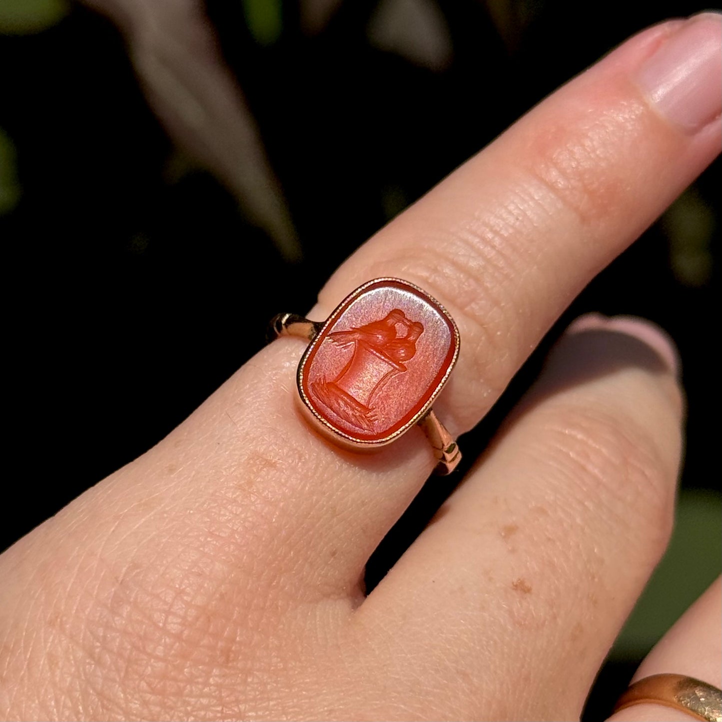 Antique Victorian Love Birds Intaglio Ring in 9 Carat Gold
