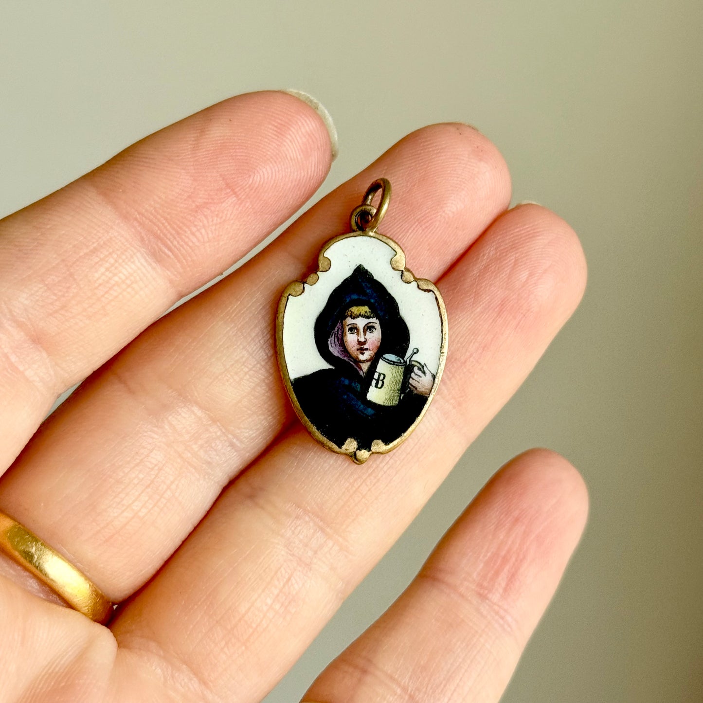 Antique Enamel “Gruss aus München” Souvenir Pendant