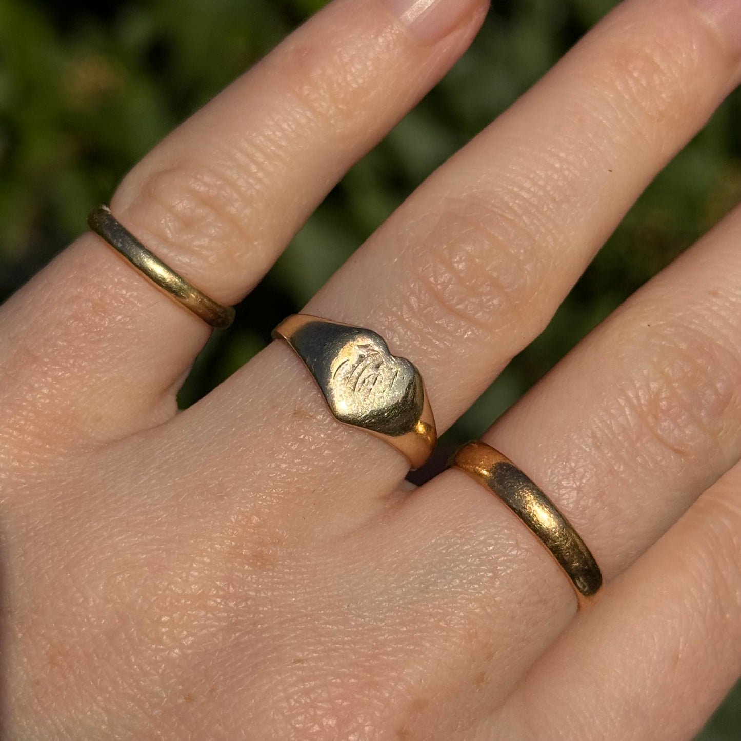 Vintage Heart Signet Ring in 9 Carat Gold; Circa 1981
