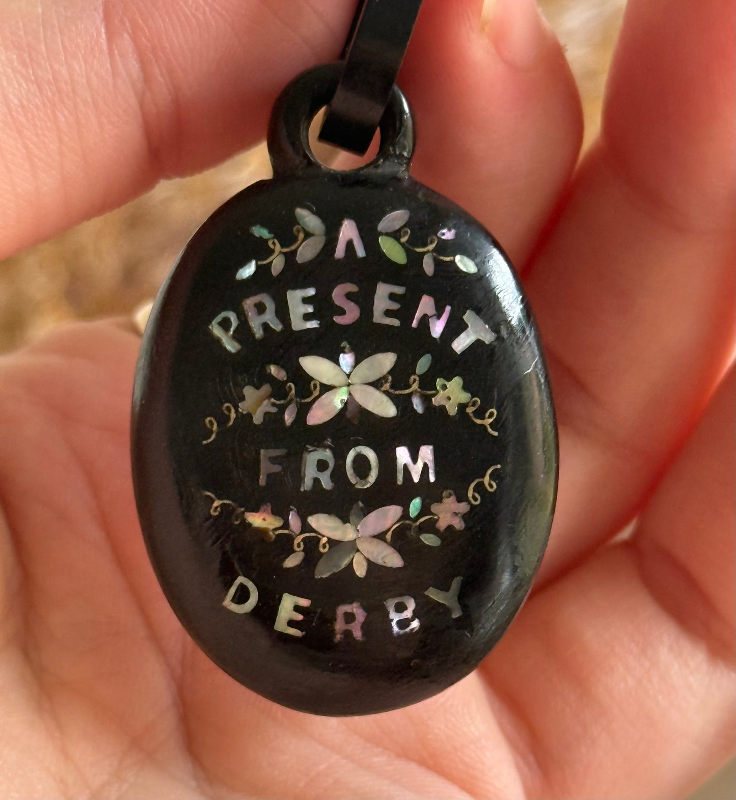 Victorian Derby Whitby Jet Pendant ; Circa 1870