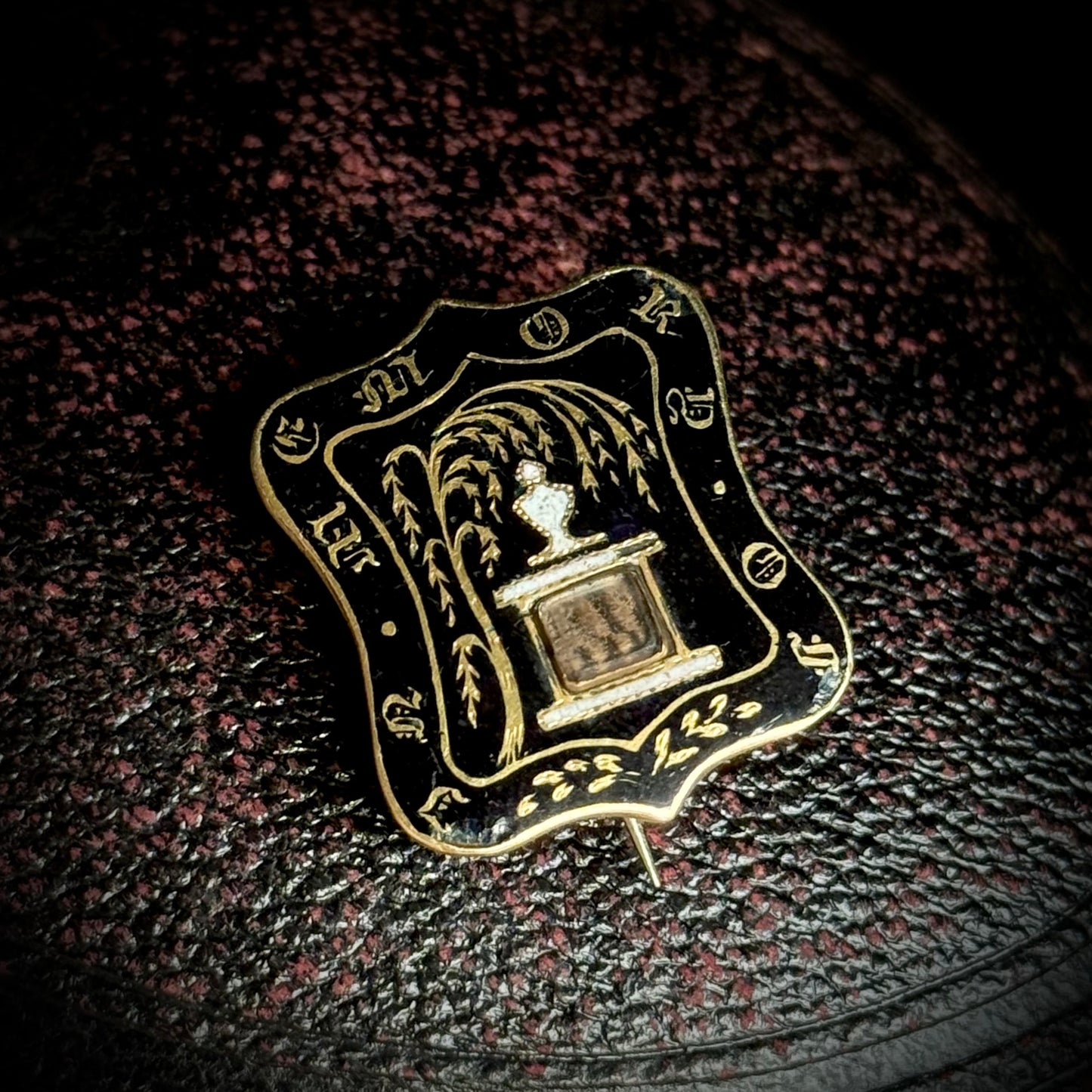 Victorian Enamel Mourning Brooch with Hair Locket; Circa 1850