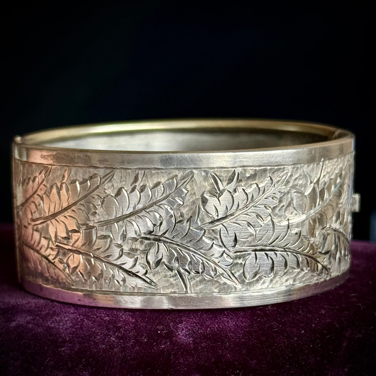 Antique Sentimental Fern Bangle in Silver; Circa 1895