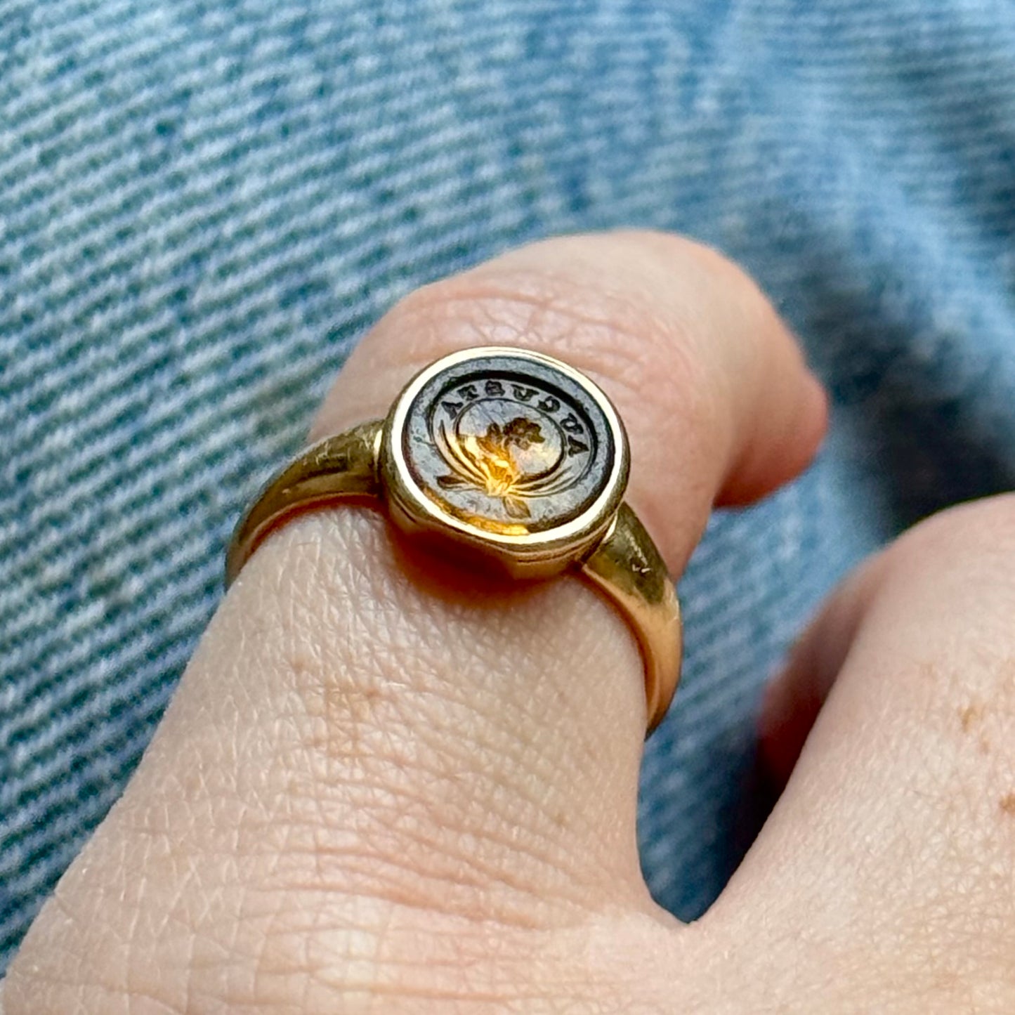 Antique 'Augusta' Citrine Intaglio Signet Ring