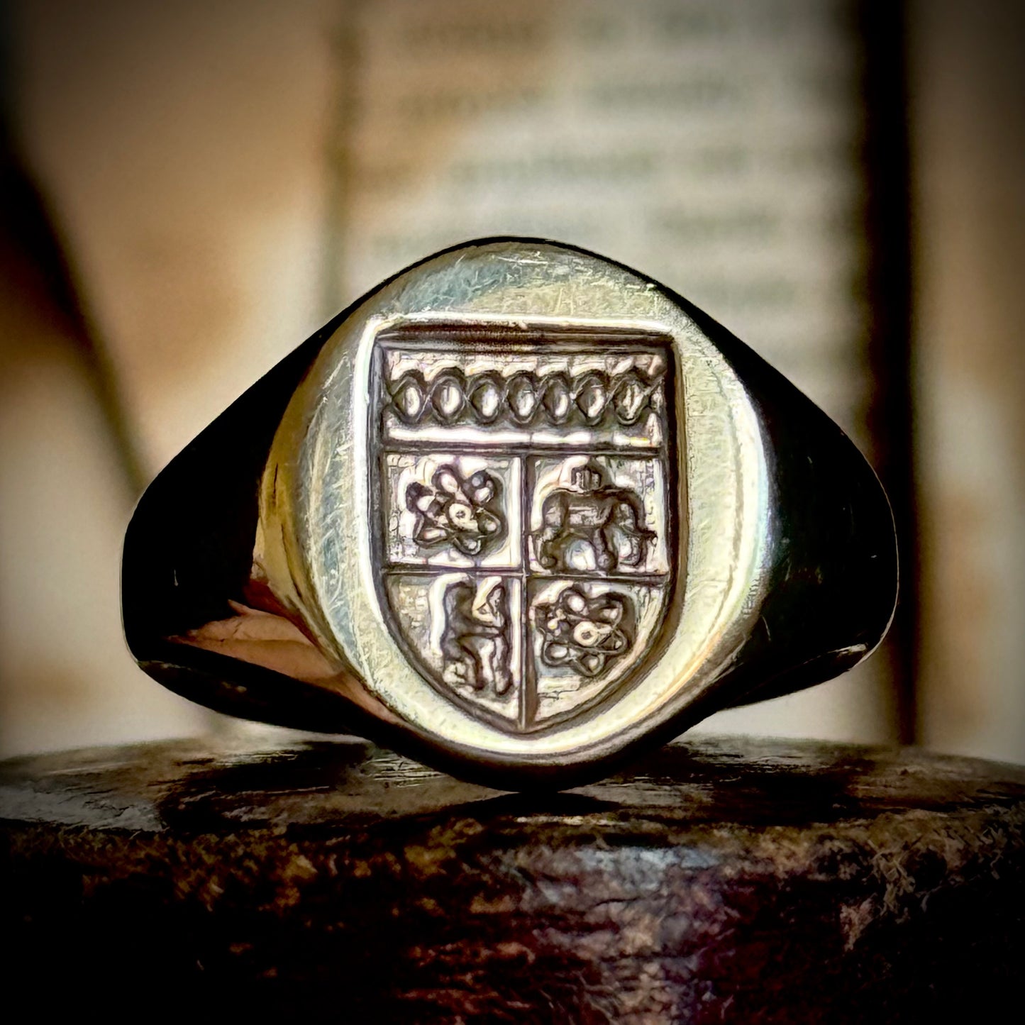 Vintage Chunky Scottish Signet Ring in 9 Carat Gold